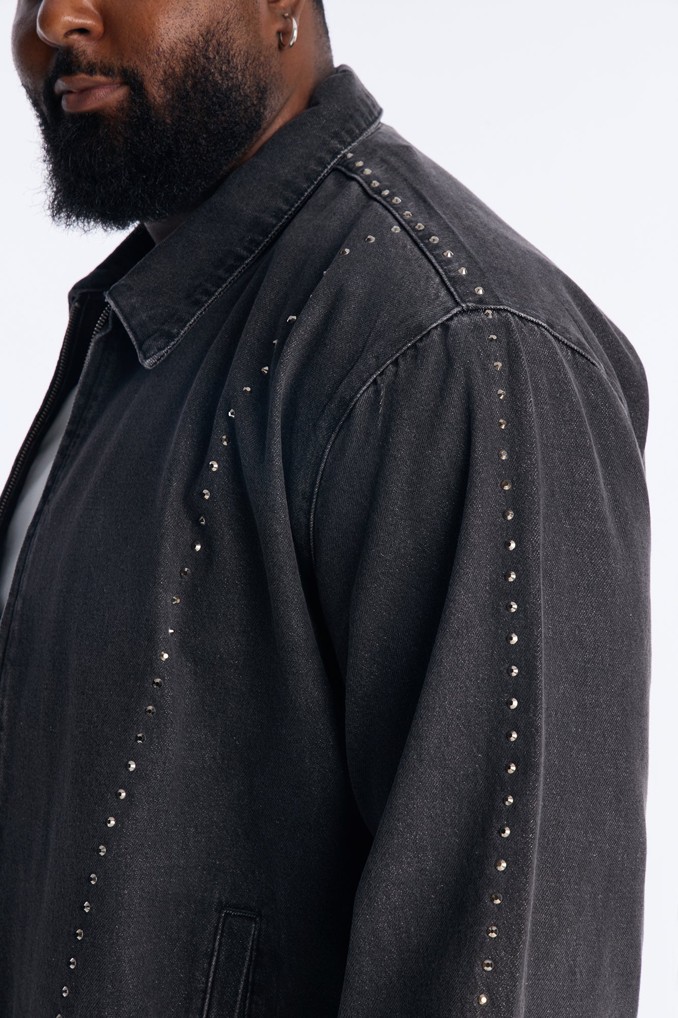 Lined Up Jewels Denim Jacket - Black Wash