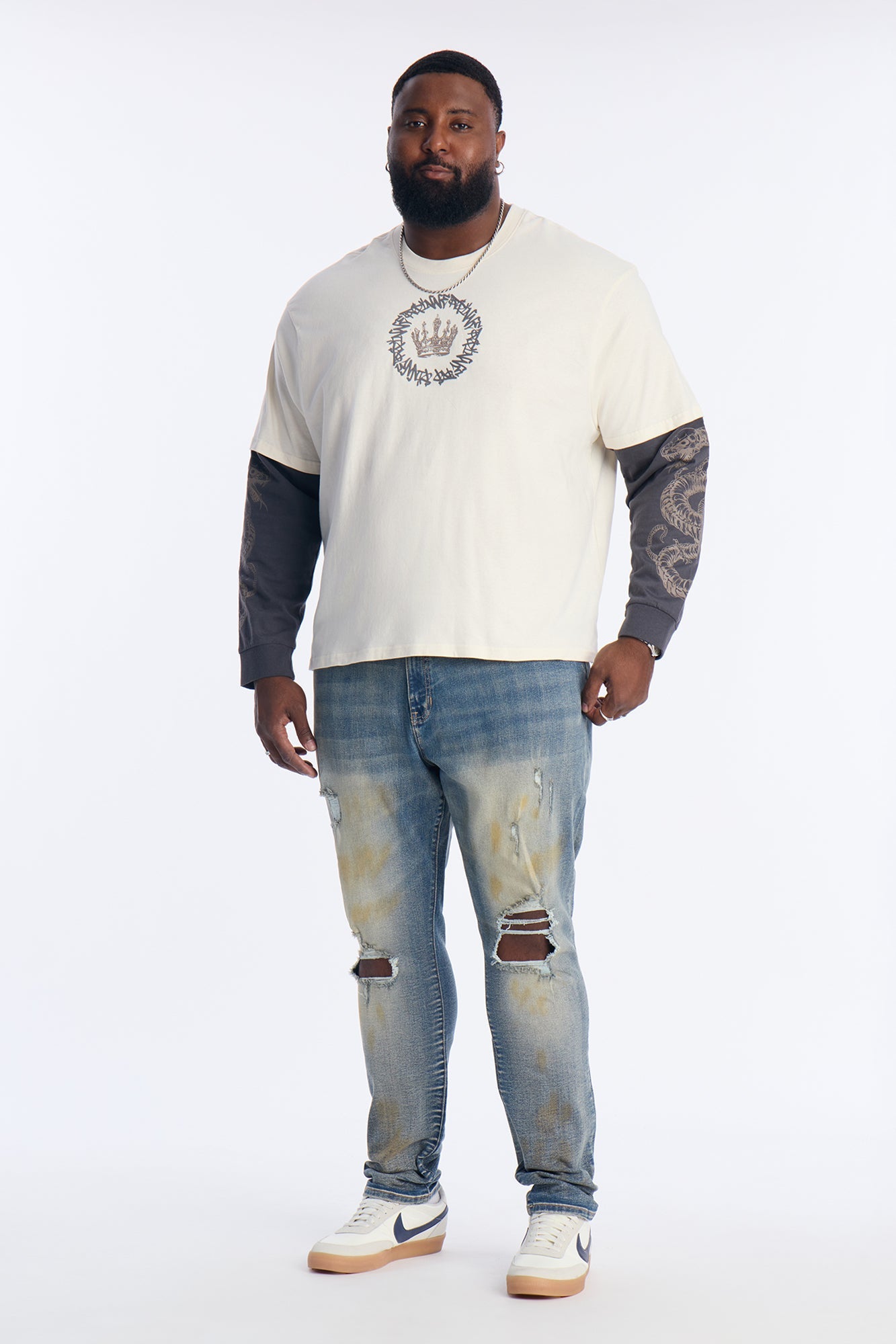 King Type Shii 2fer Long Sleeve Tee - White