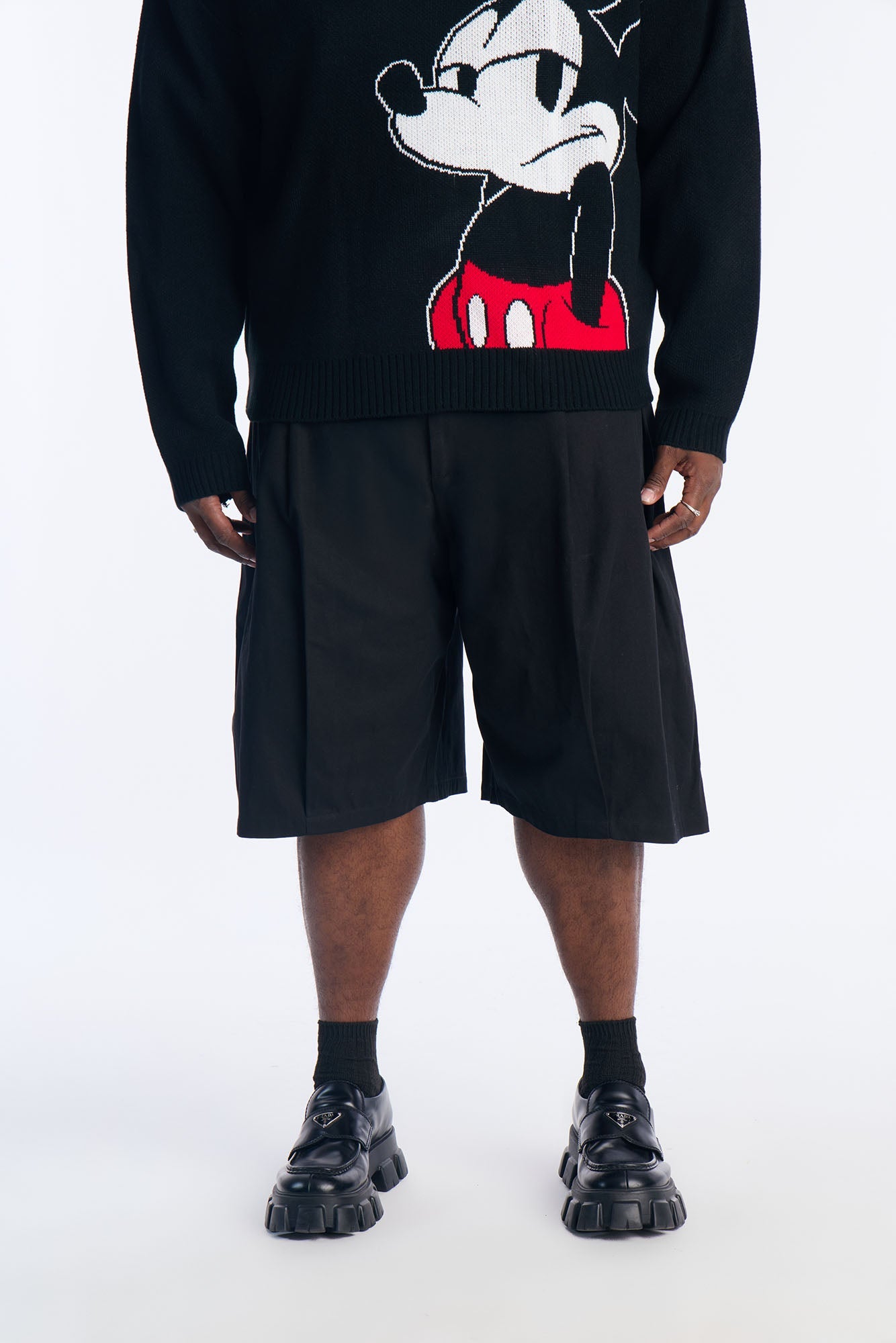 DTLA Deep Double Pleated Trouser Short - Black