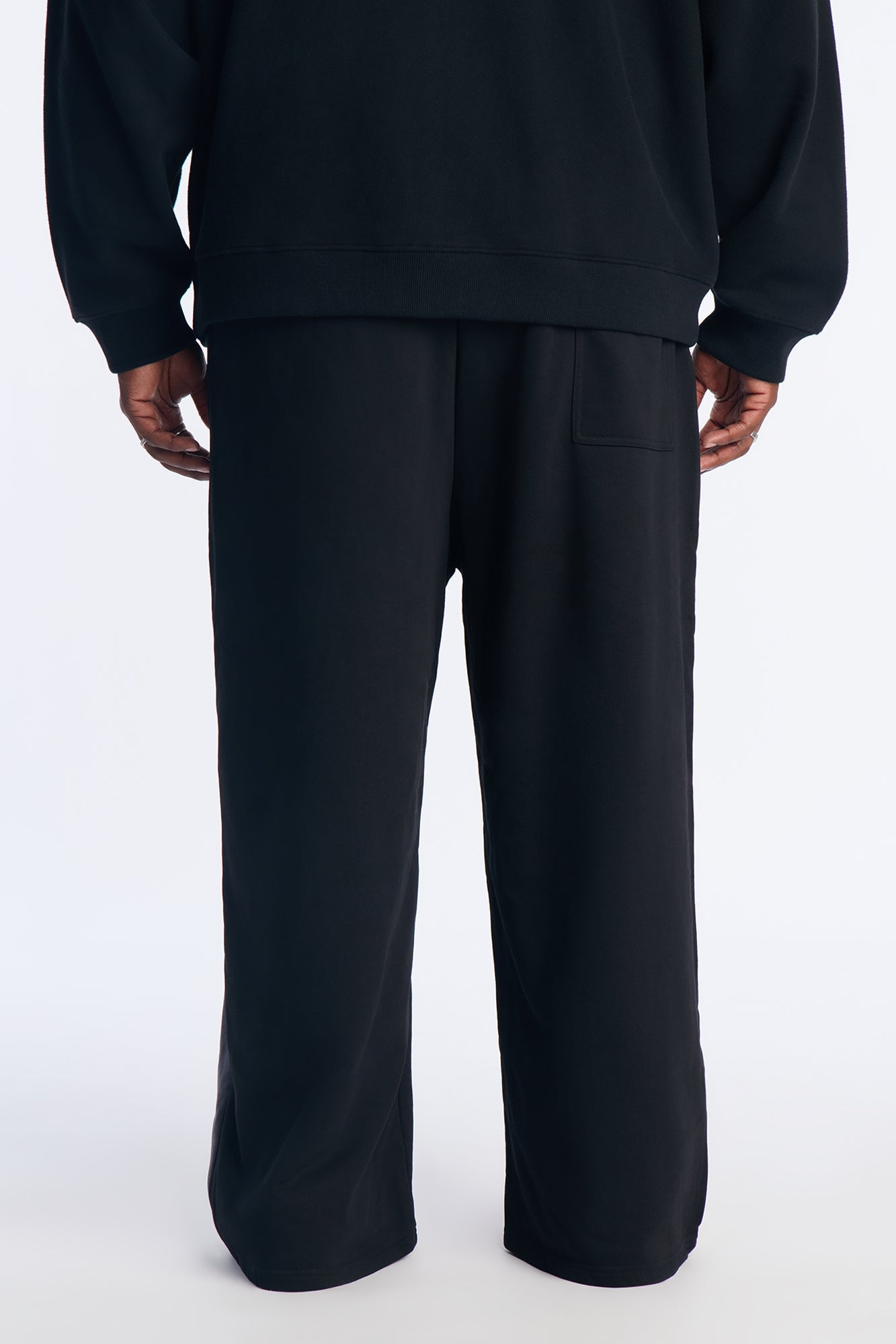 Heavenly Paneled Wide Leg Sweatpants - Black