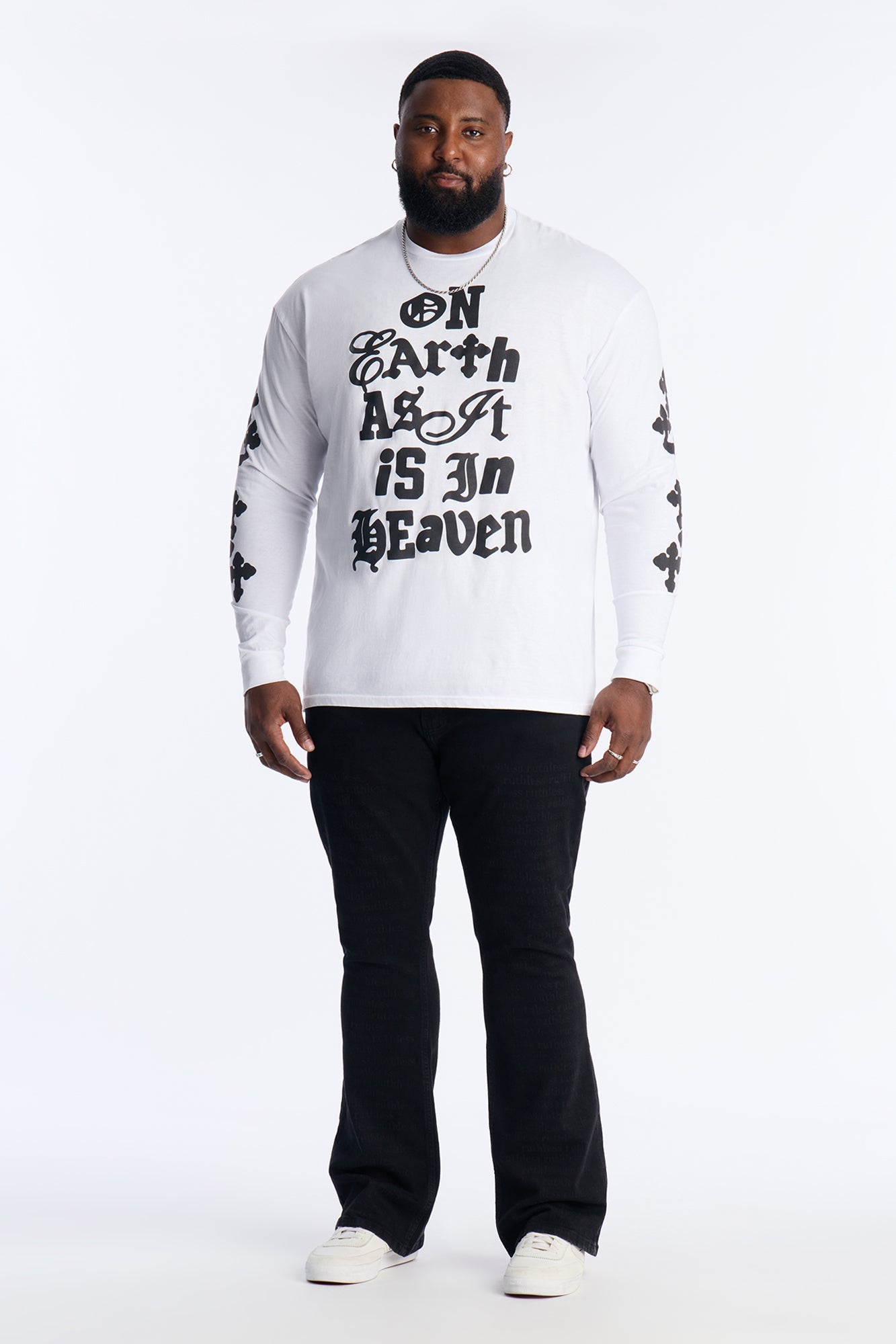 On Earth As It Is In Heaven Long Sleeve Tee - White