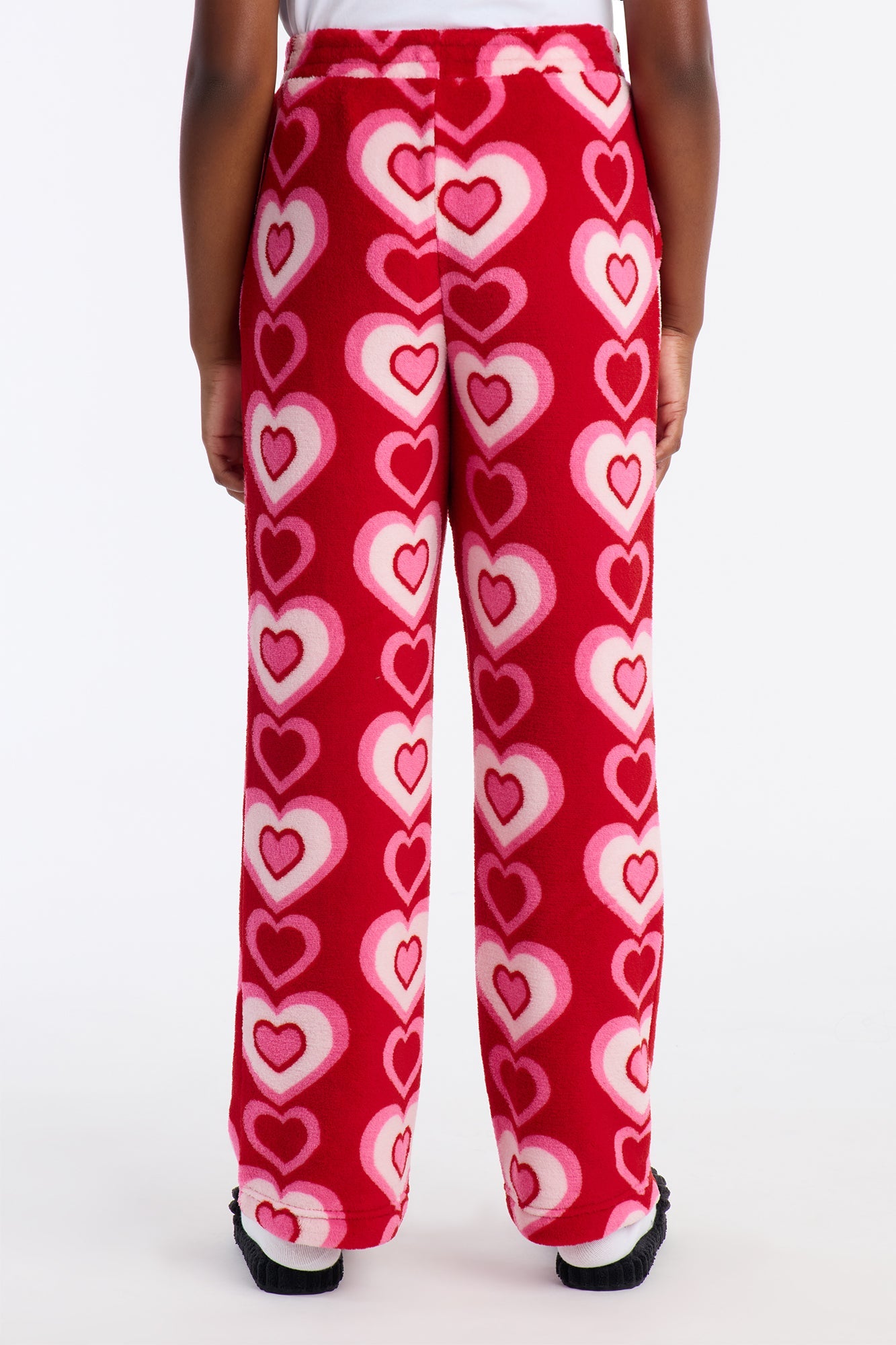 Mini I Heart You Plush Pant - Red/combo