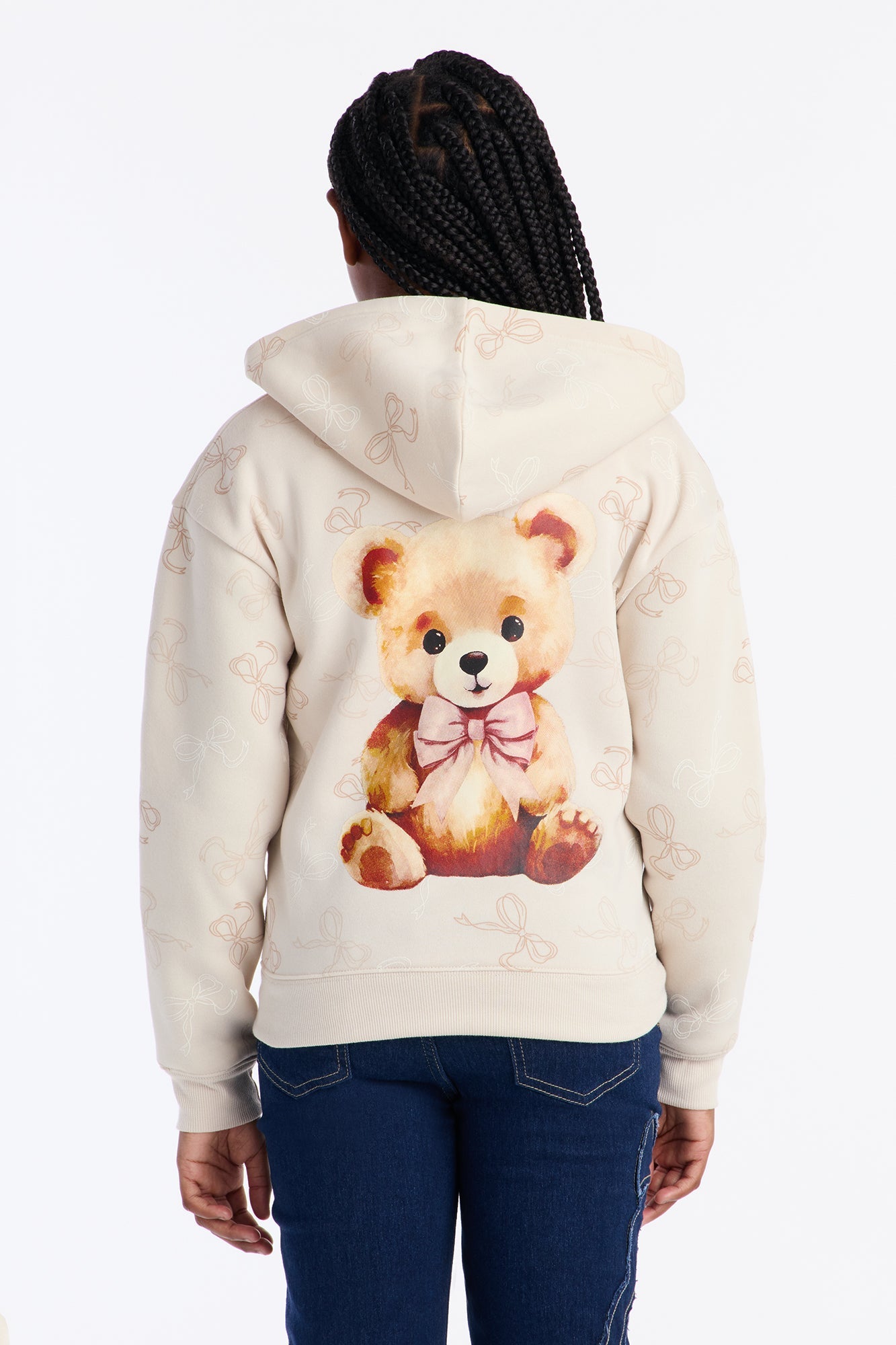 Mini Super Sweet Front/Back Zip Hoodie - Beige