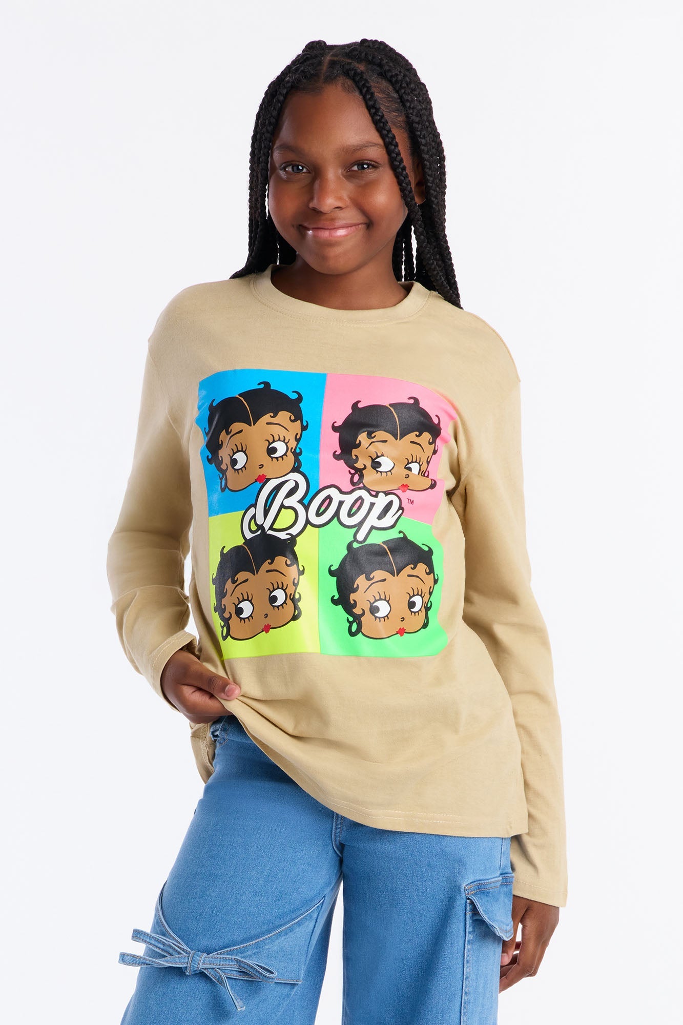Mini Betty Boop Long Sleeve Tee - Sand