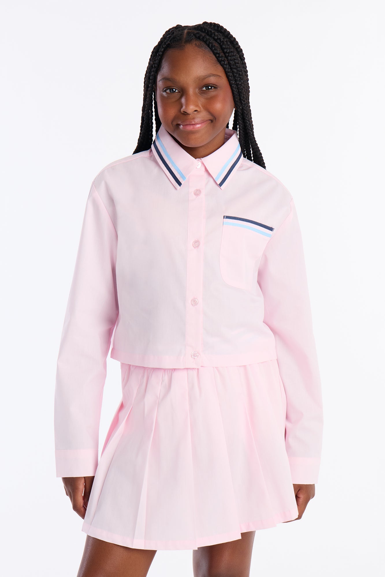 Mini Mia Pleated Skirt Set - Light Pink