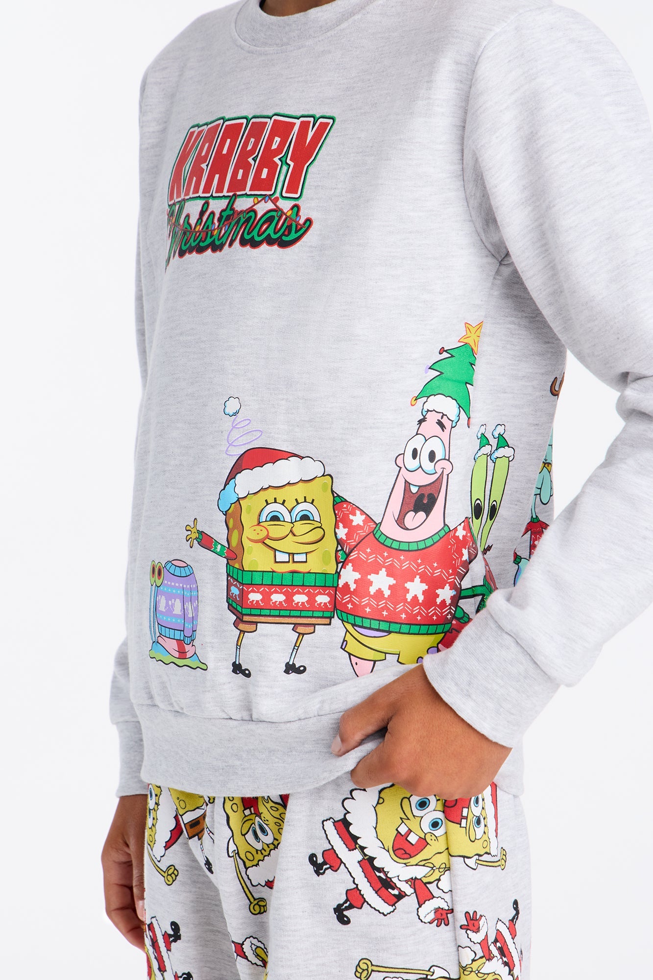Mini Spongebob Squarepants Krabby Christmas Jogger Pant Set - Heather Grey