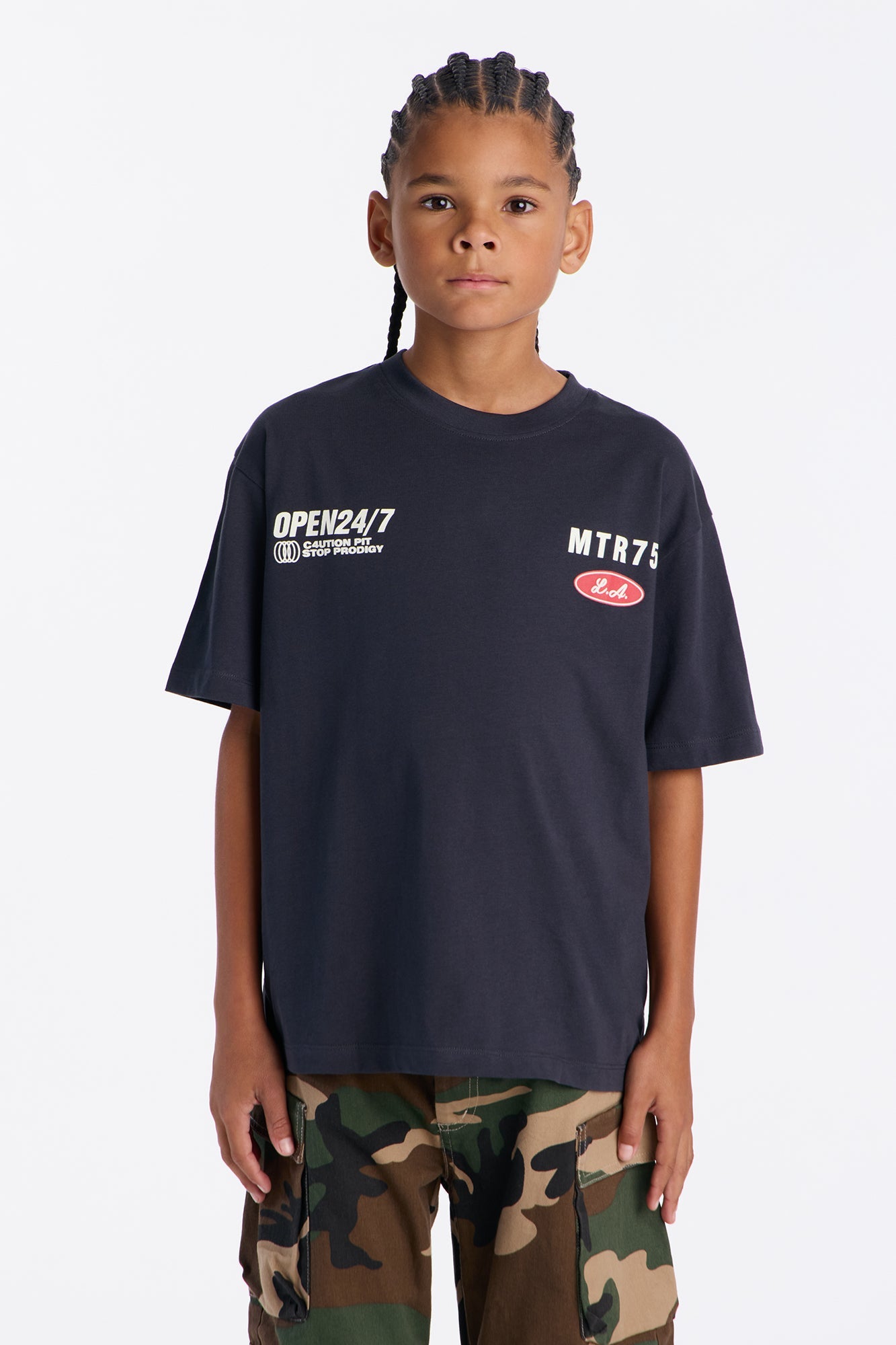 Mini Lap Track Legends Front/Back Short Sleeve Tee - Charcoal