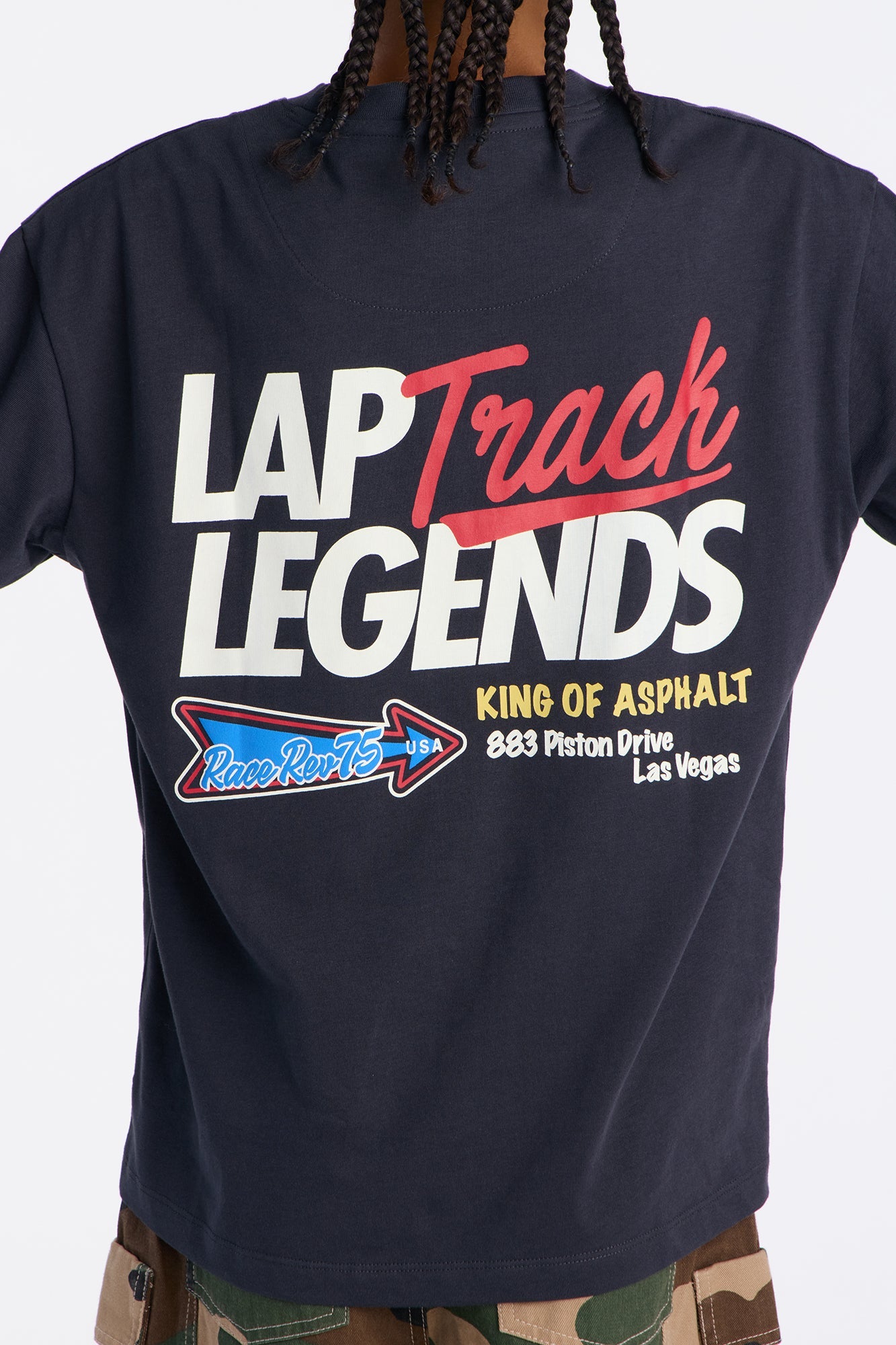 Mini Lap Track Legends Front/Back Short Sleeve Tee - Charcoal