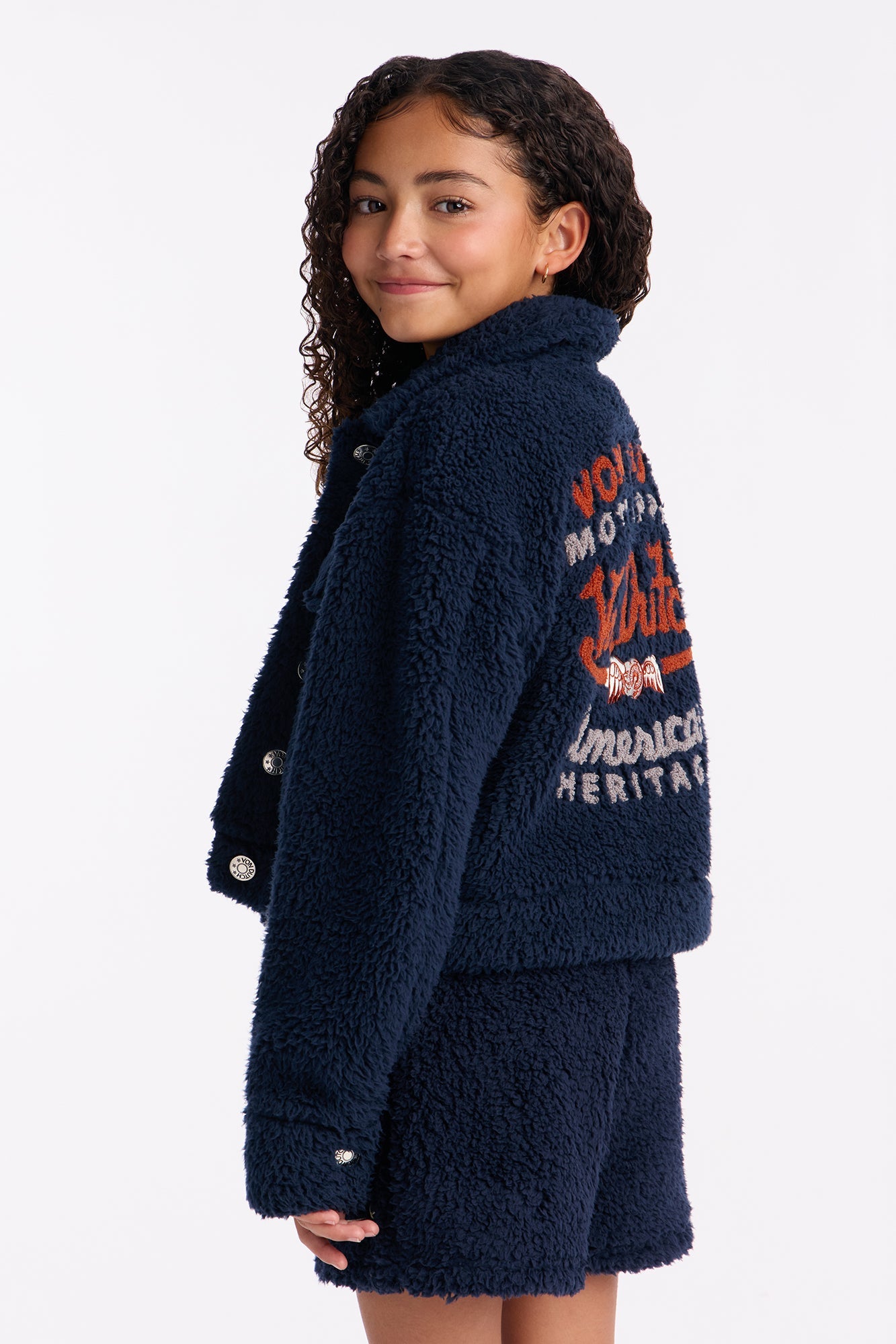 Mini Von Dutch Moto Apparel Sherpa Jacket - Navy