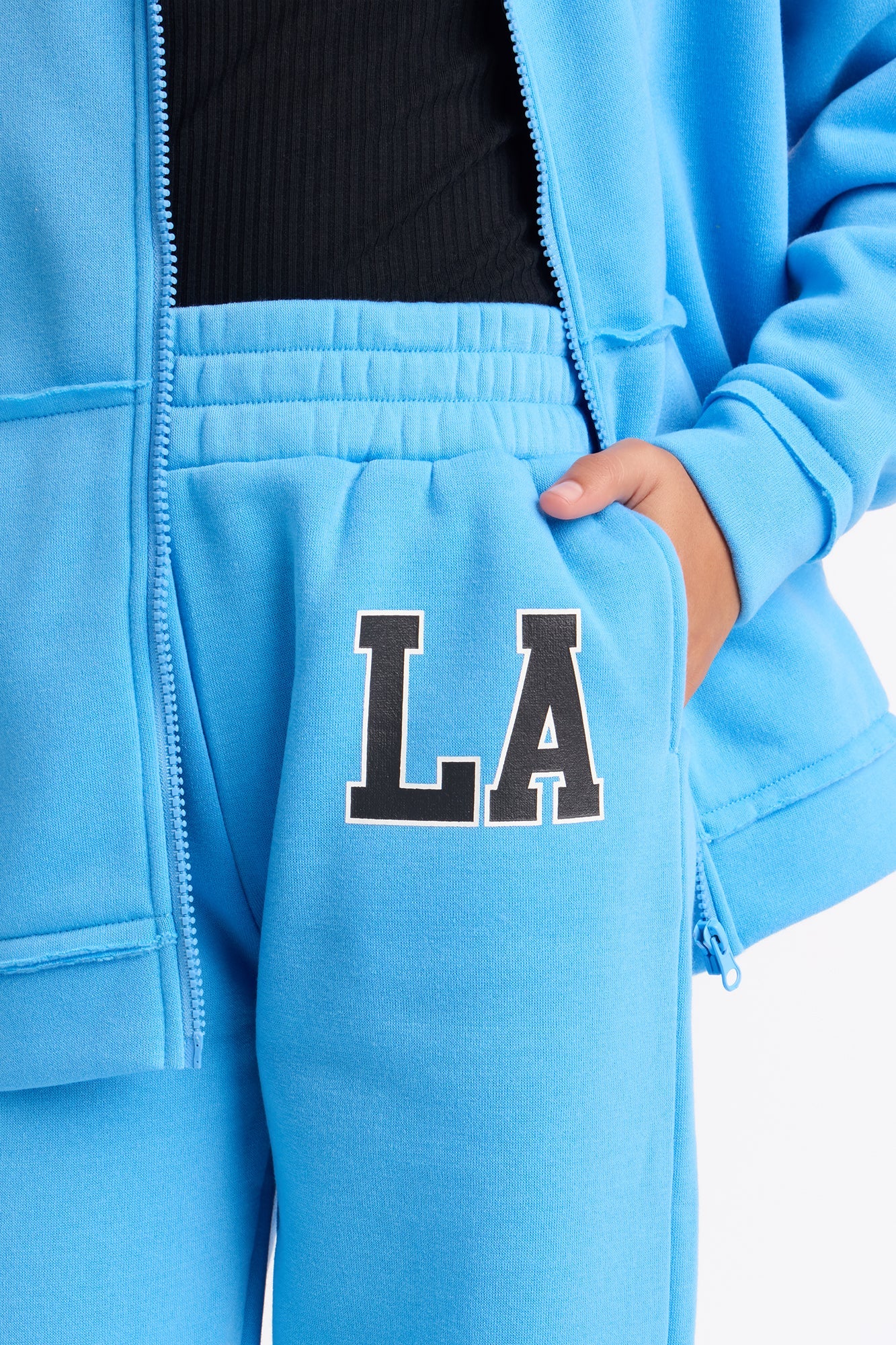 Mini LA Oversized Fleece Pant Set - Blue