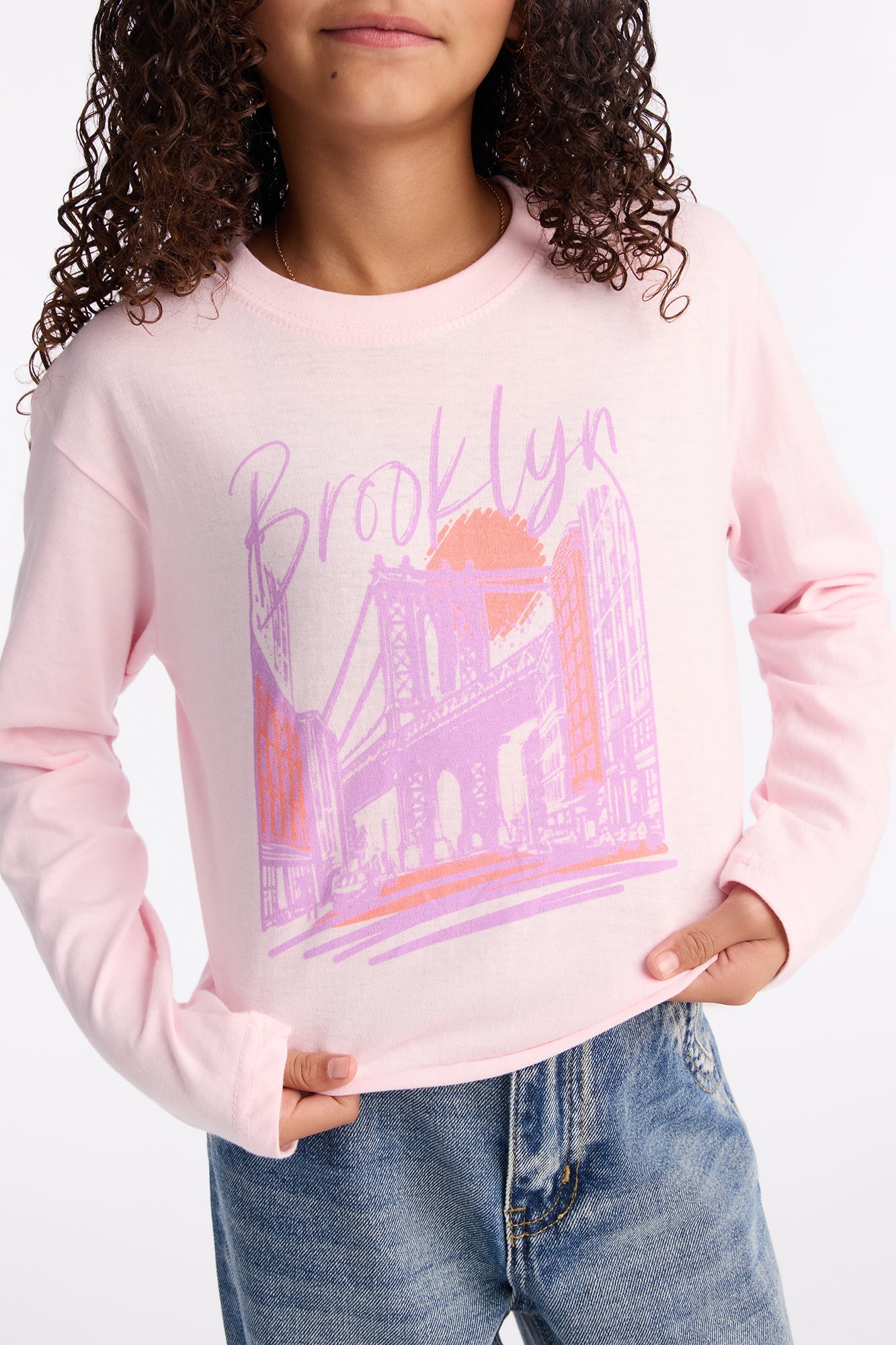 Mini Brooklyn Born Long Sleeve Tee - Light Pink
