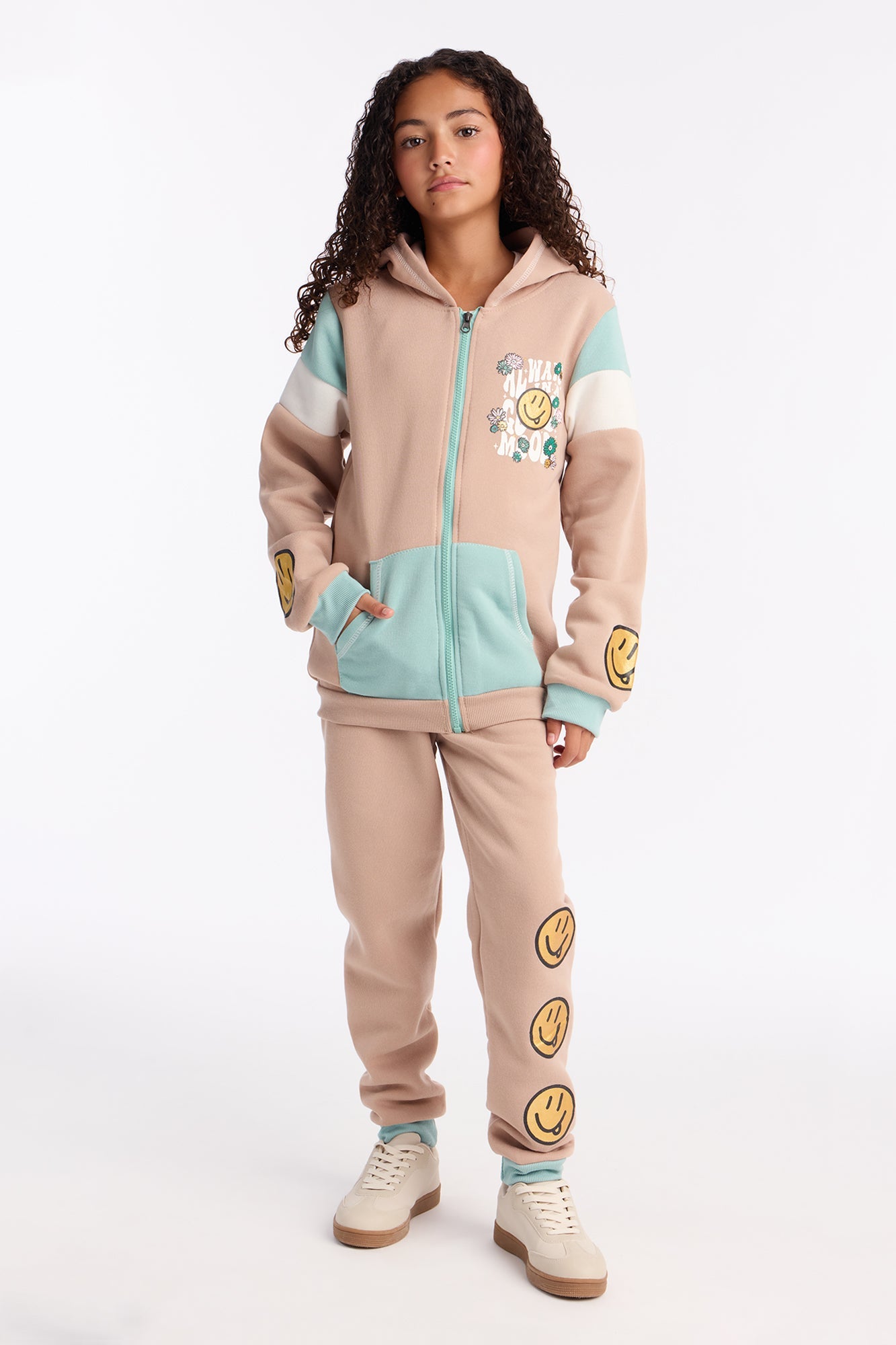 Mini Always In A Good Mood Jogger Pant Set - Khaki/combo
