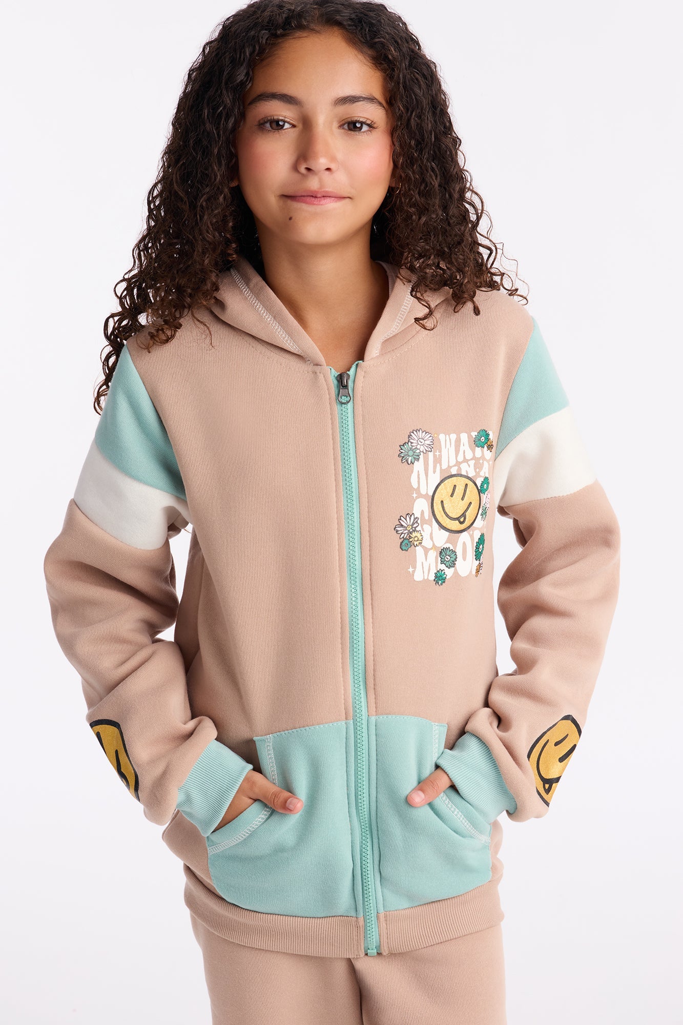Mini Always In A Good Mood Jogger Pant Set - Khaki/combo