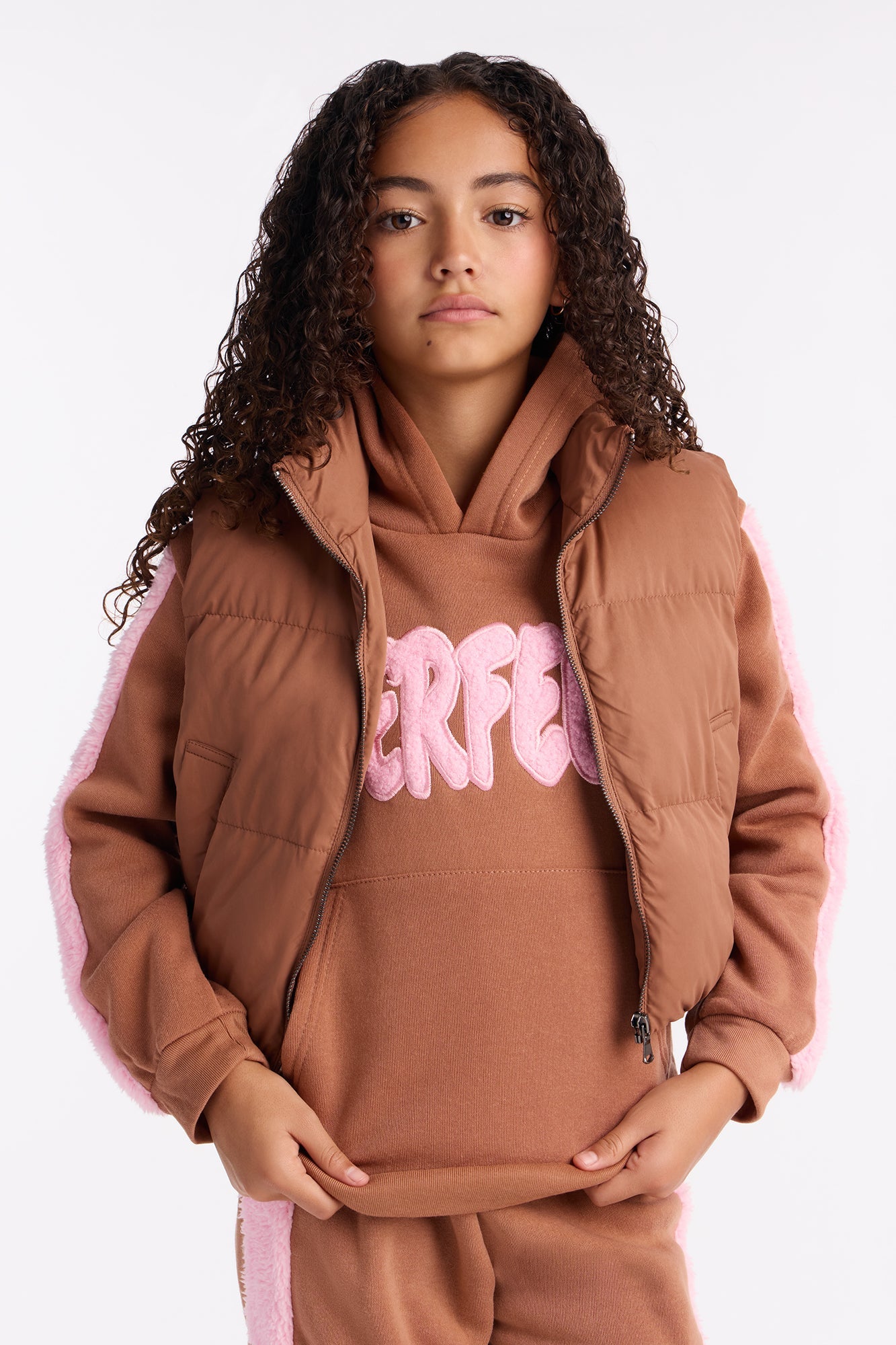 Mini Live More Puffer Vest - Brown