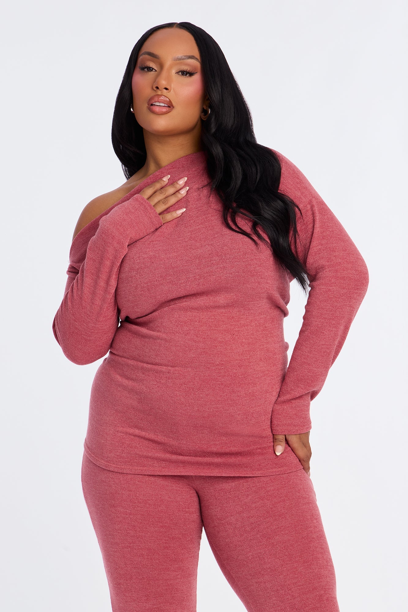Tiana Off Shoulder Flare Pant Set - Mauve