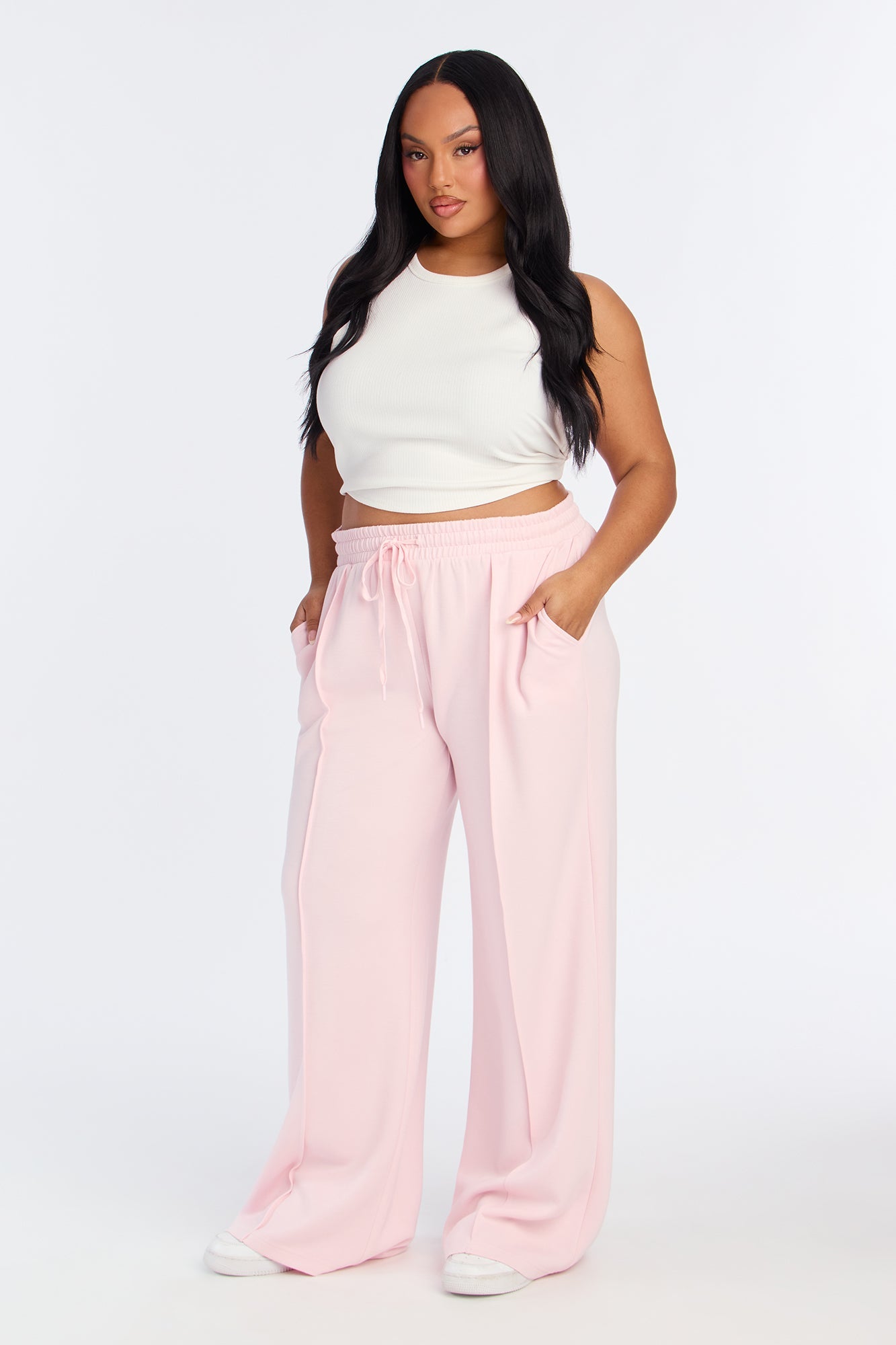 Soft Side Wide Leg Sweatpants - Pink