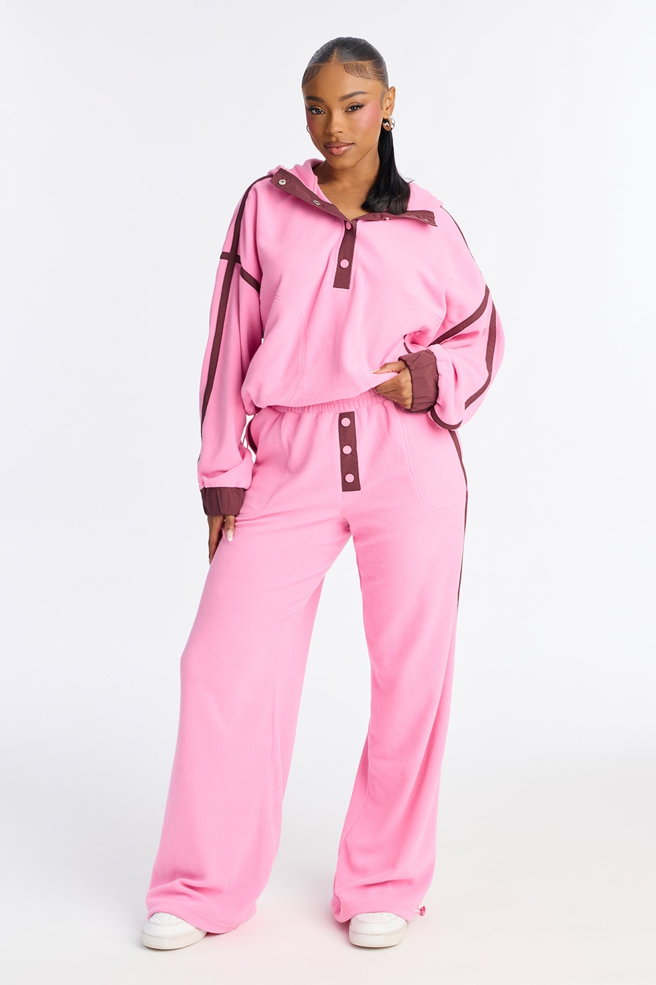 No Rush Polar Fleece Pant Set - Pink
