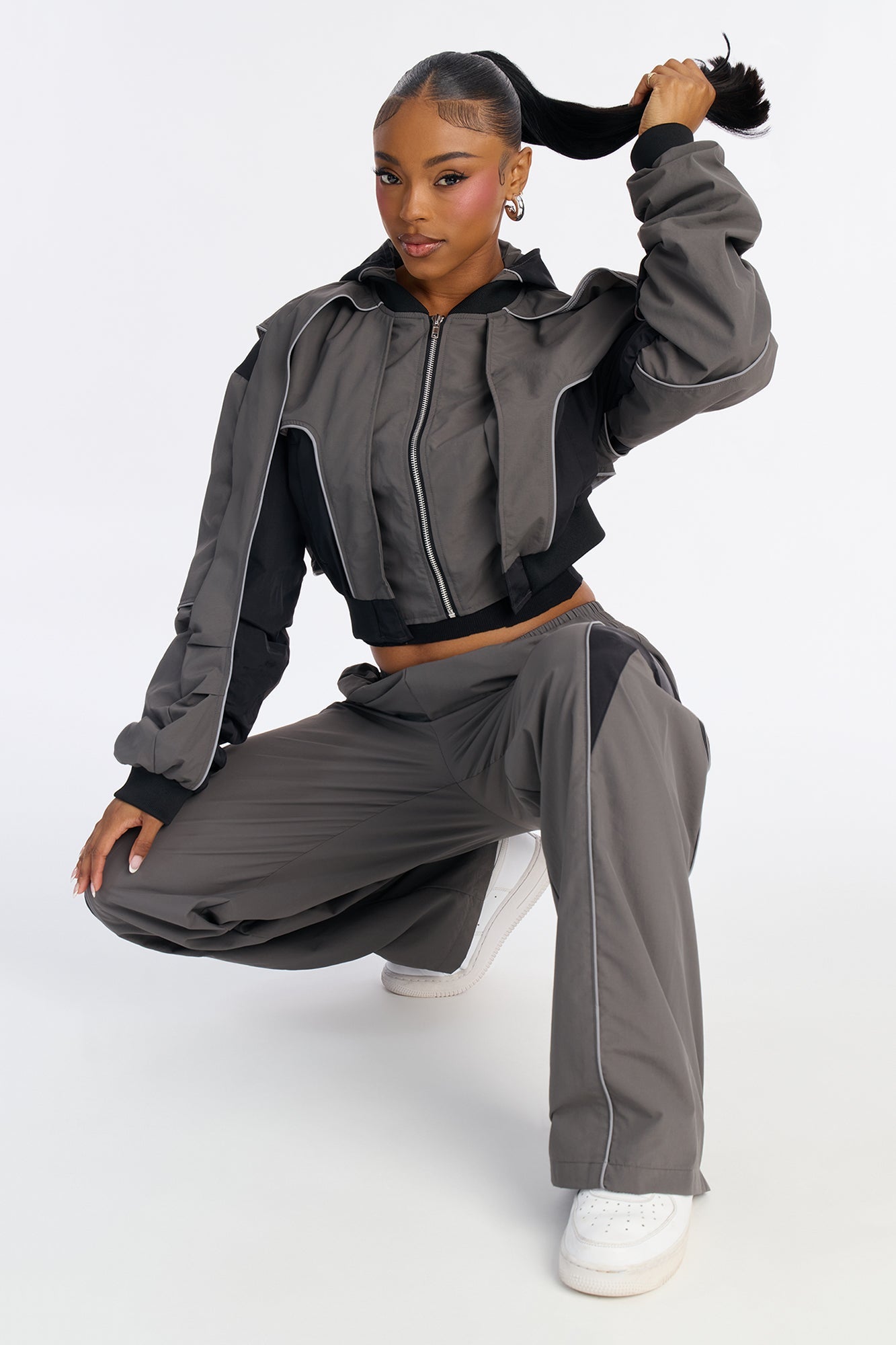 Set The Trend Windbreaker Pants 33 - Charcoal/combo
