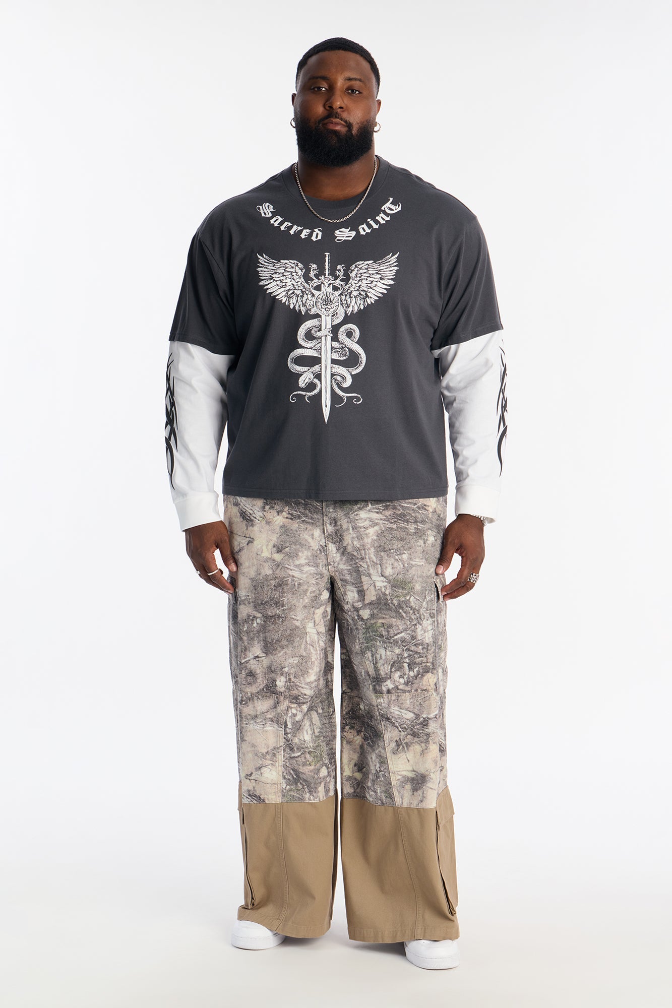 Sacred Saint 2fer Long Sleeve Tee - Black