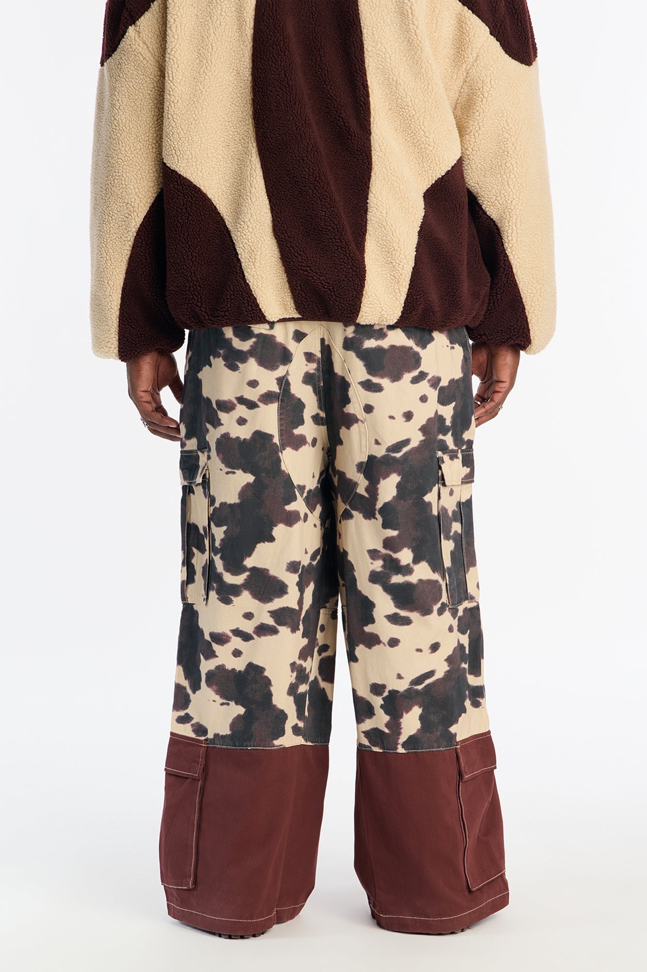 Wide Leg Mixed Worlds Cow Print Pant - Black/combo