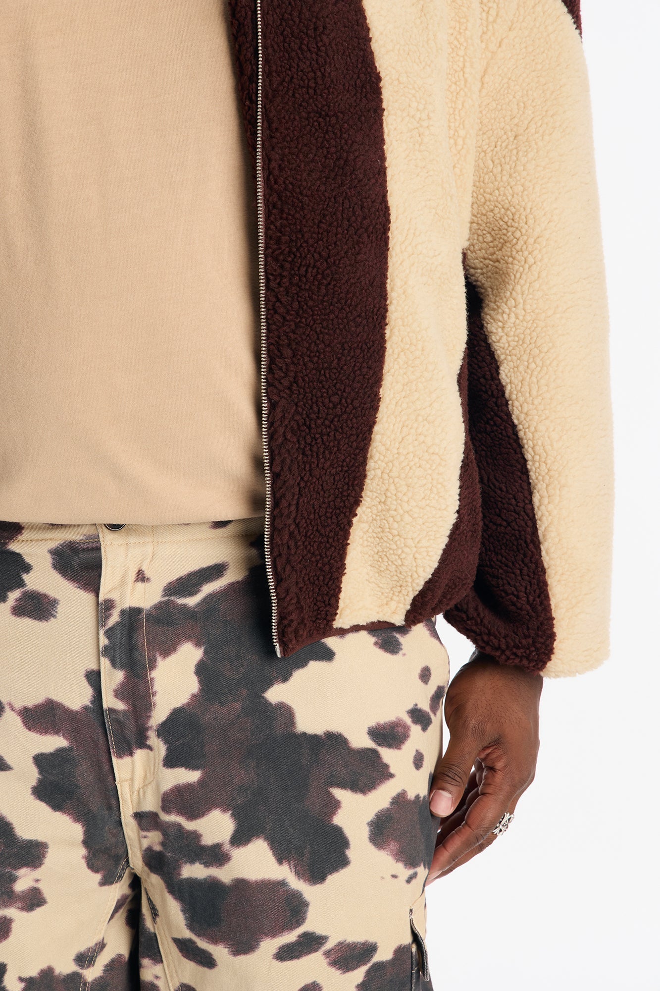 Wide Leg Mixed Worlds Cow Print Pant - Black/combo