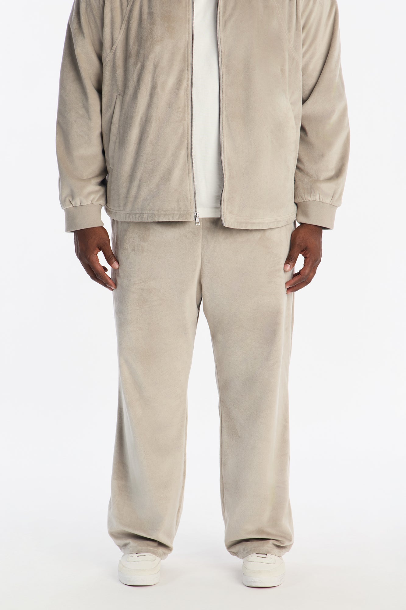 Straight Velour Pant - Grey