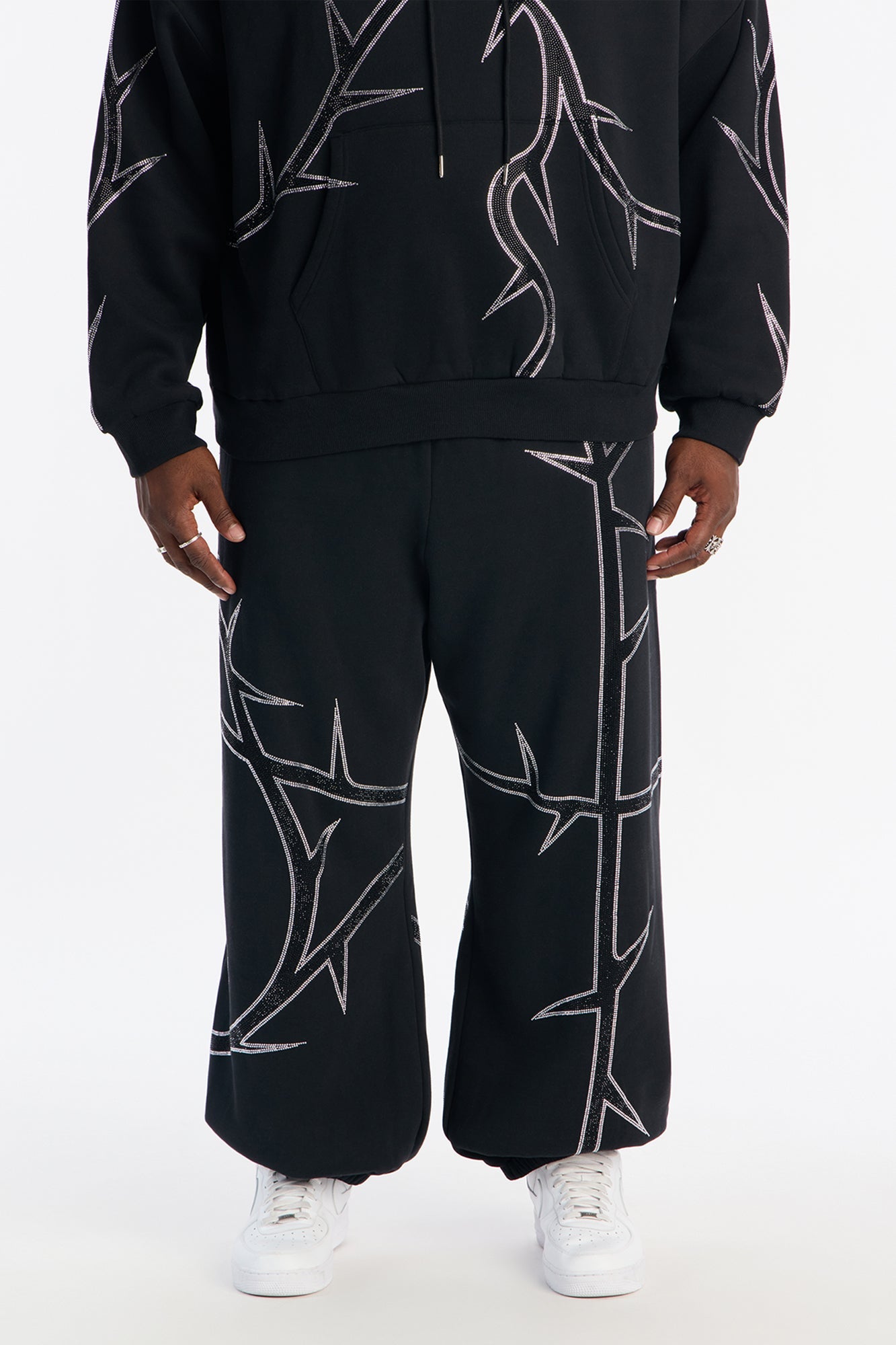 Thorn Rhinestone Joggers - Black