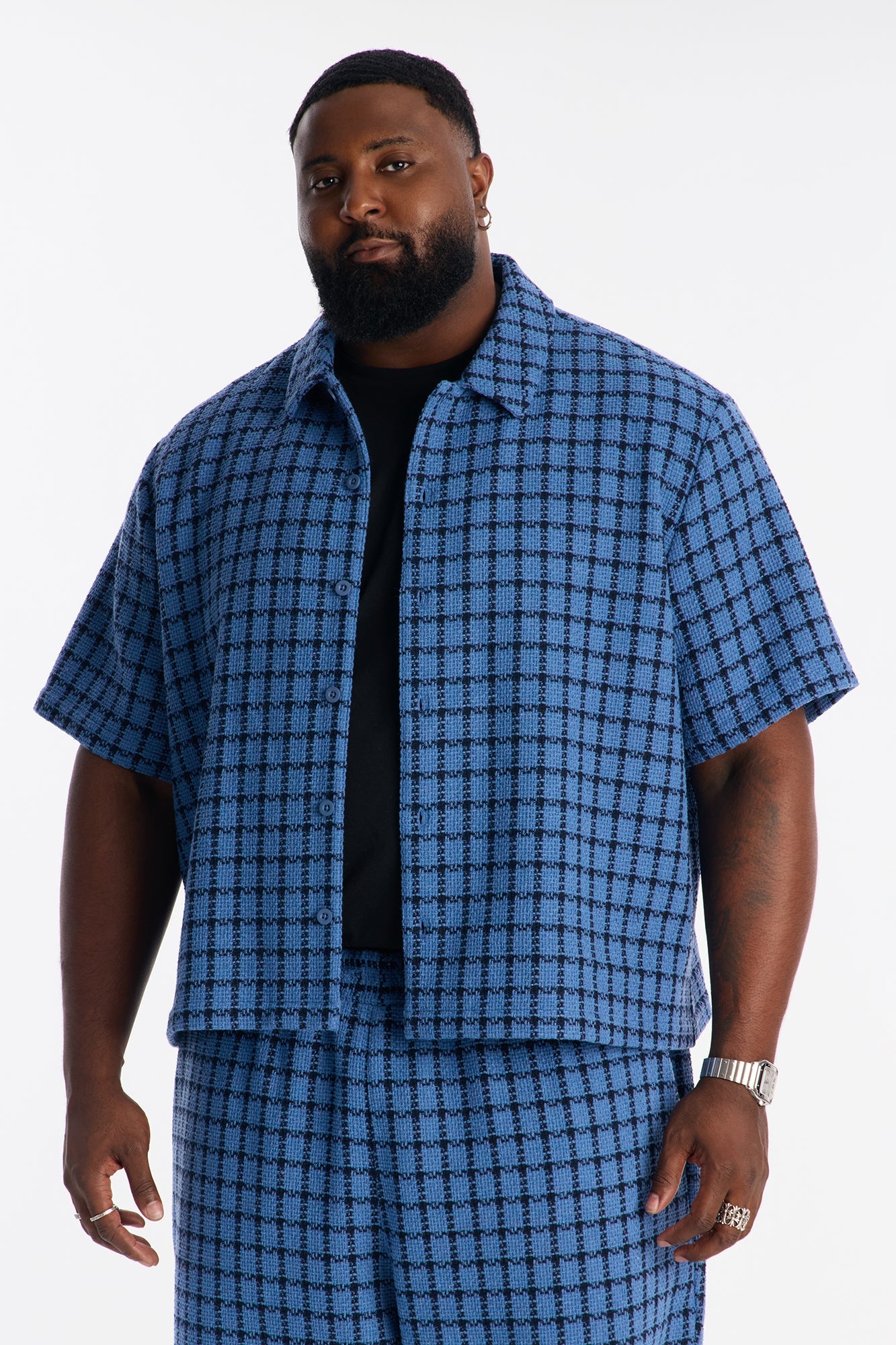 Relaxed Tweed Theory Button Up Shirt - Blue