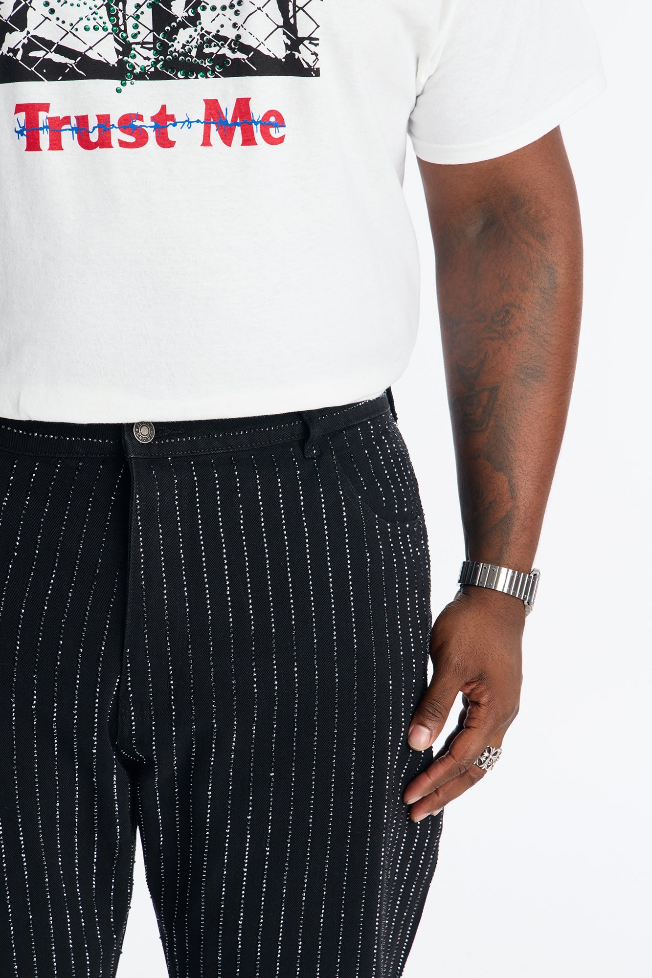Stacked Slim Flare Ice Me Out Jean - Black