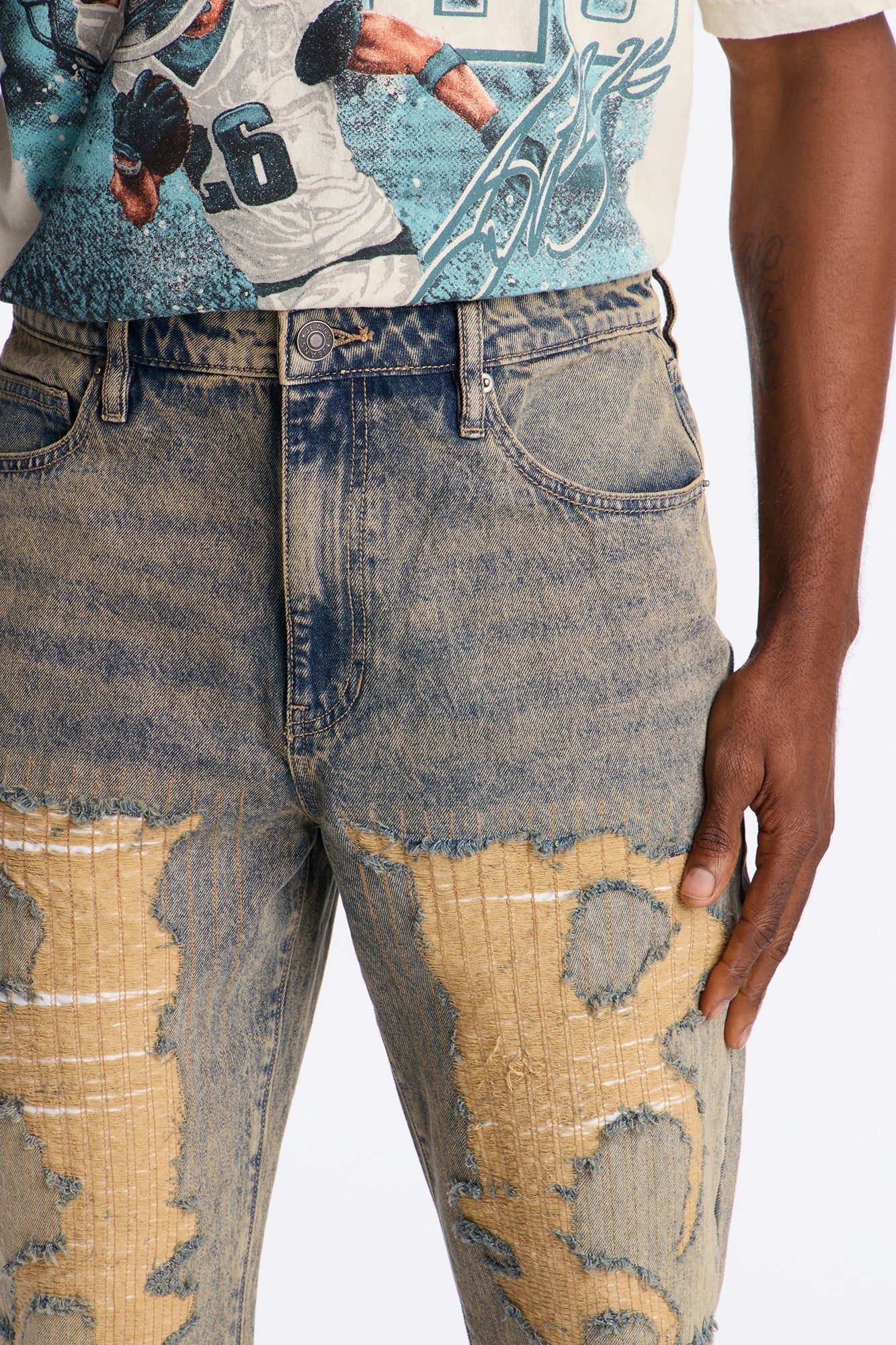 Straight Walk It Off Rip And Repair Jean - Vintage Wash