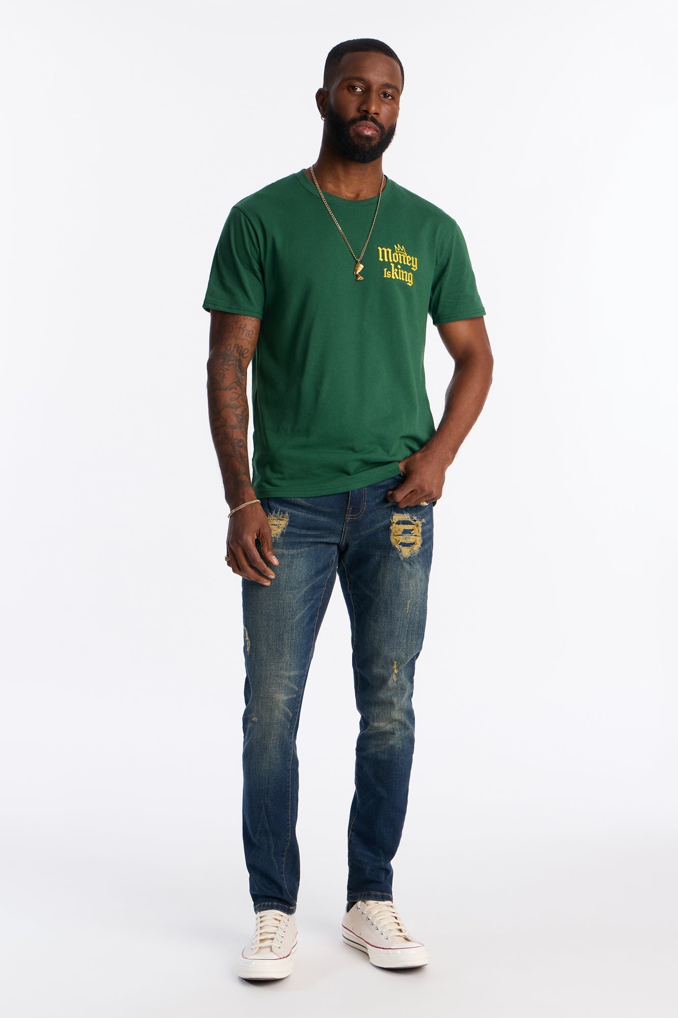 Cash Money Is King Short Sleeve Tee - Hunter Green