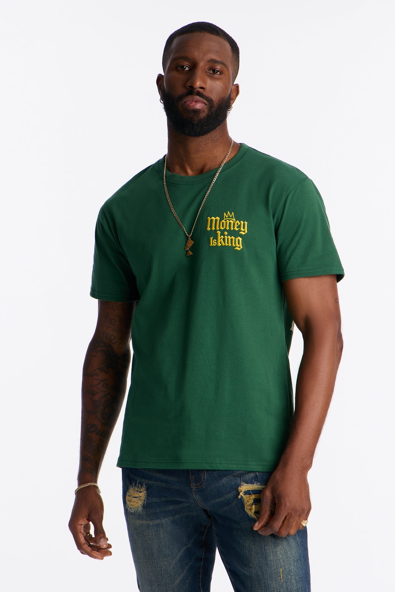 Cash Money Is King Short Sleeve Tee - Hunter Green