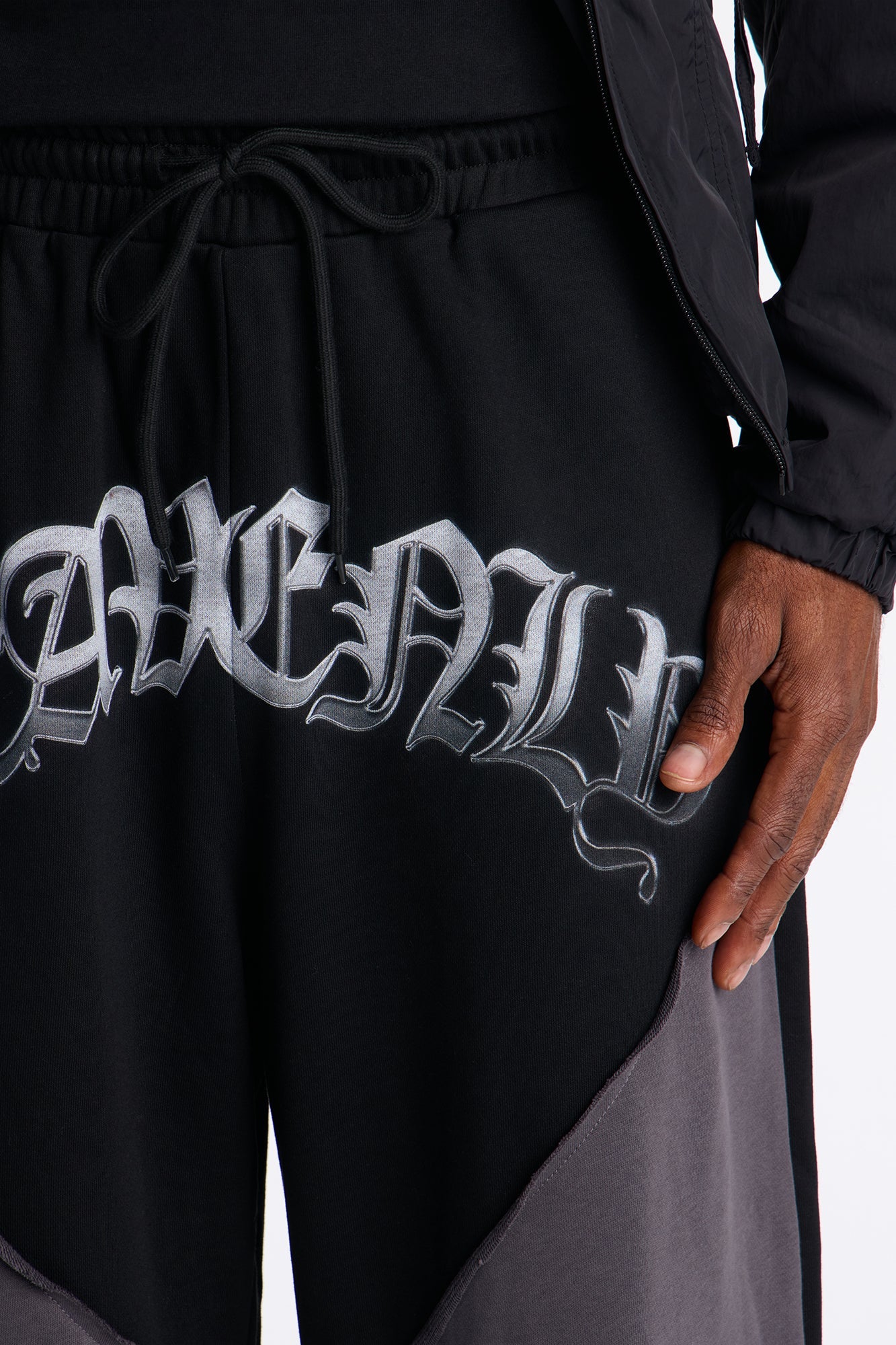 Heavenly Paneled Wide Leg Sweatpants - Black