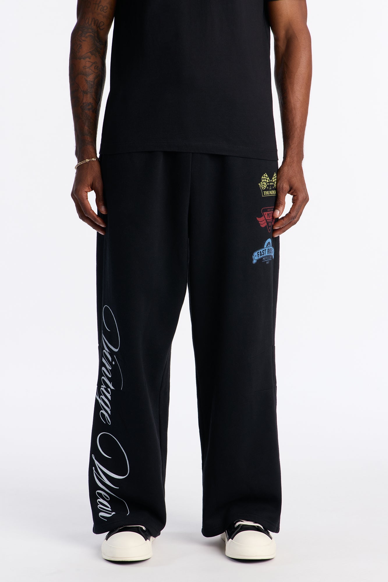 Vintage Wear Wide Leg Sweatpants - Black