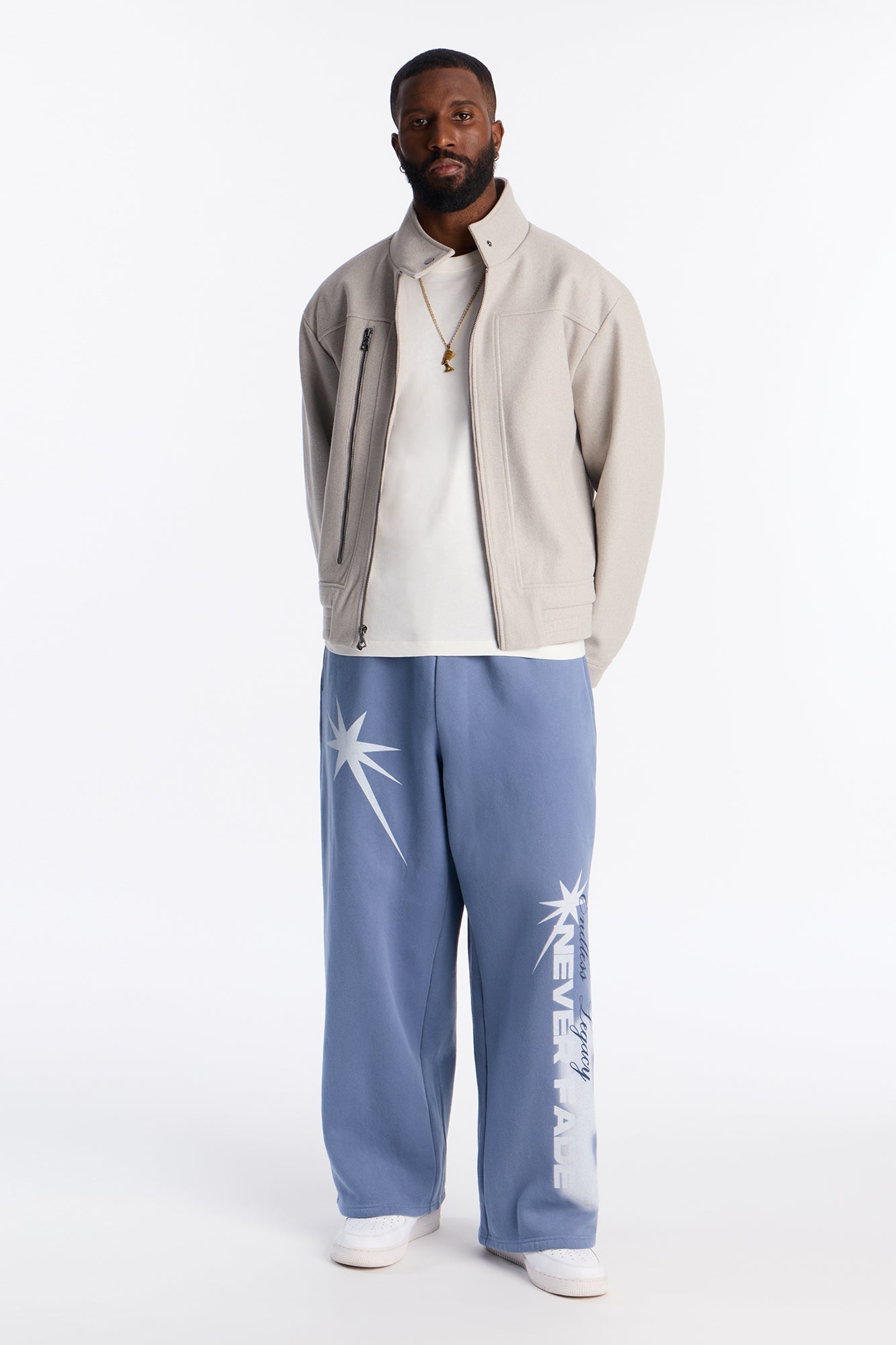 Never Fade Wide Leg Sweatpants - Navy