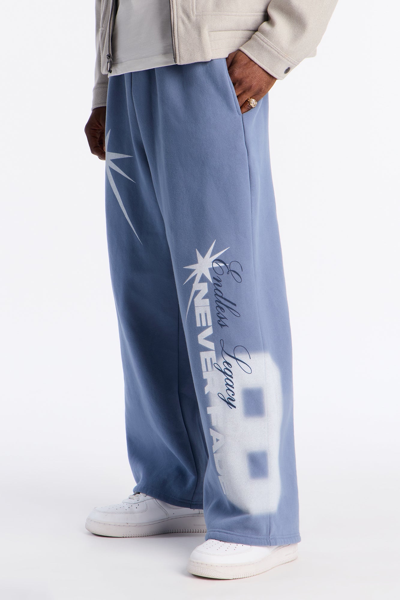 Never Fade Wide Leg Sweatpants - Navy