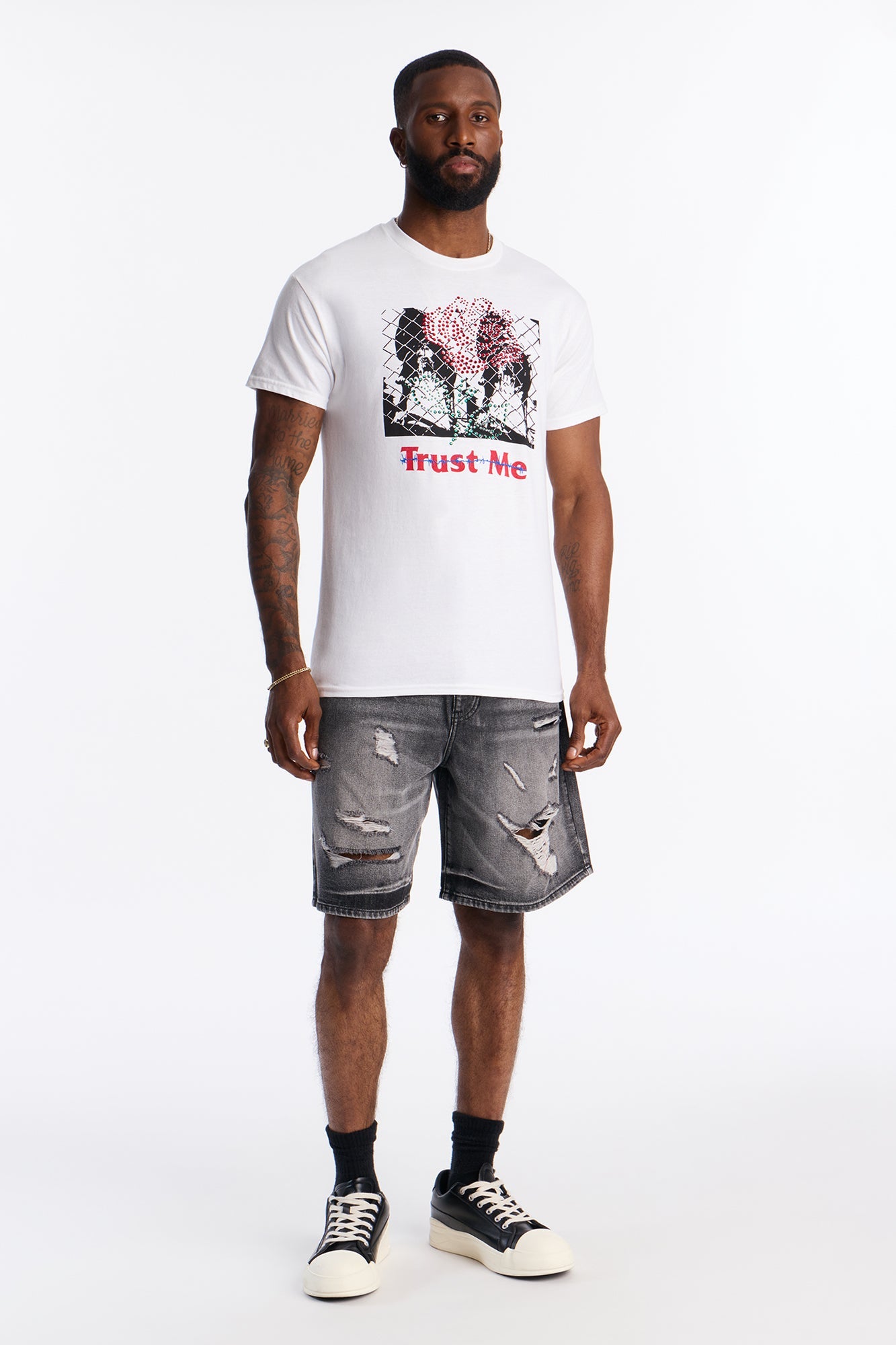 Trust Me Rhinestone Short Sleeve Tee - White