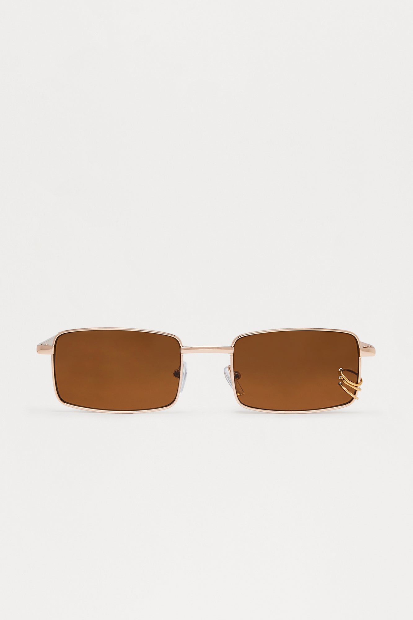 Square Metal Grommet Colored Lenses Sunglasses - Gold/Brown