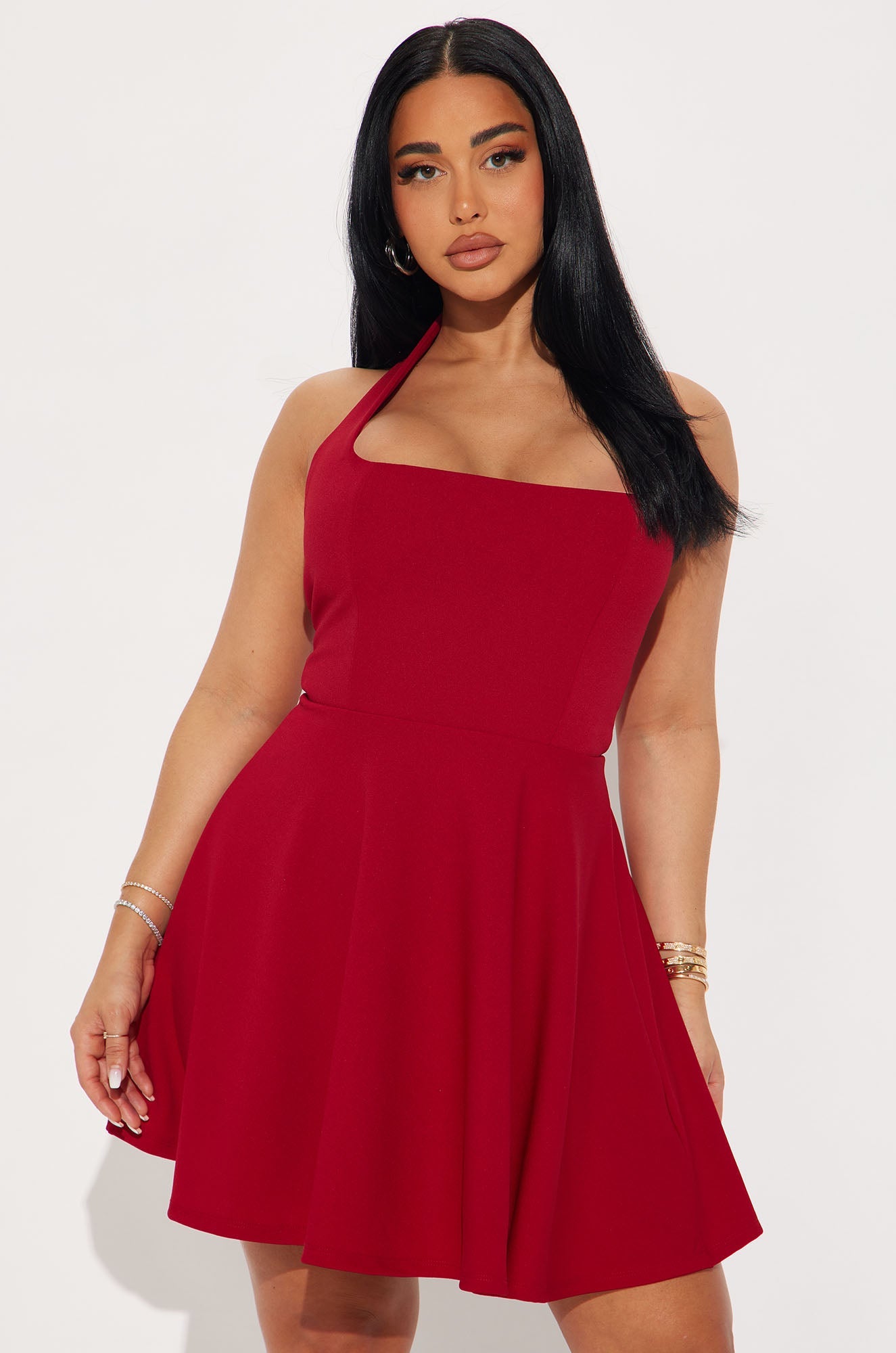 Alena Halter Mini Dress - Red