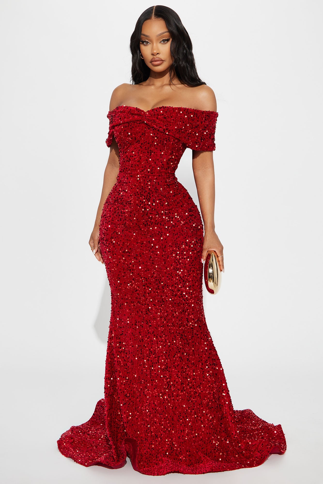 Elena Sequin Maxi Gown - Red
