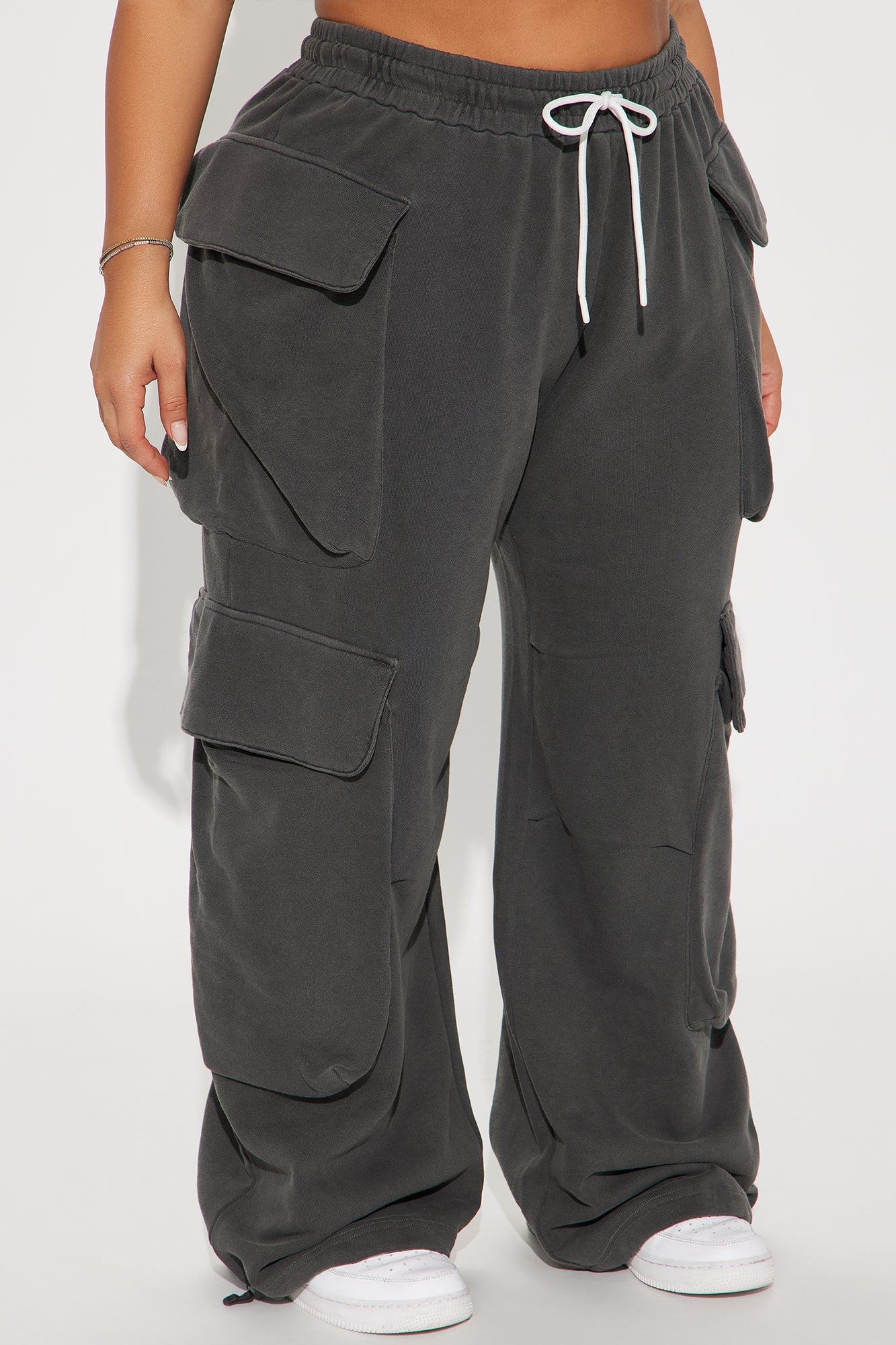 Kayla Cargo Sweatpants - Charcoal