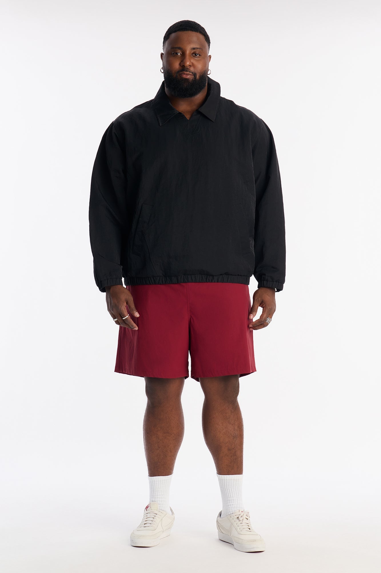 Collared Tech Optics Pull Over Jacket - Black