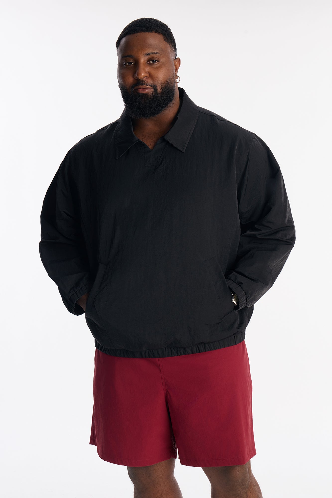 Collared Tech Optics Pull Over Jacket - Black