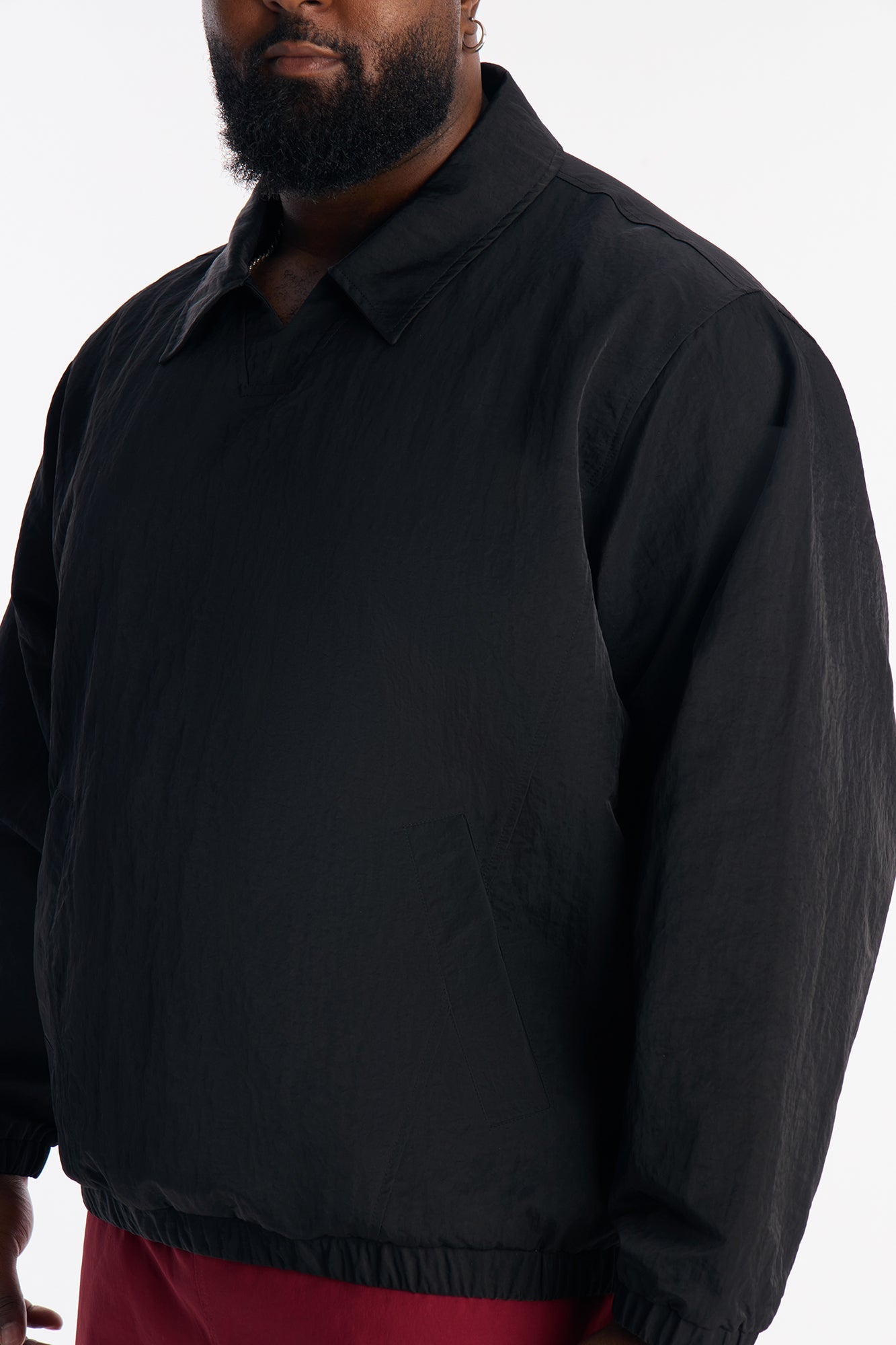 Collared Tech Optics Pull Over Jacket - Black