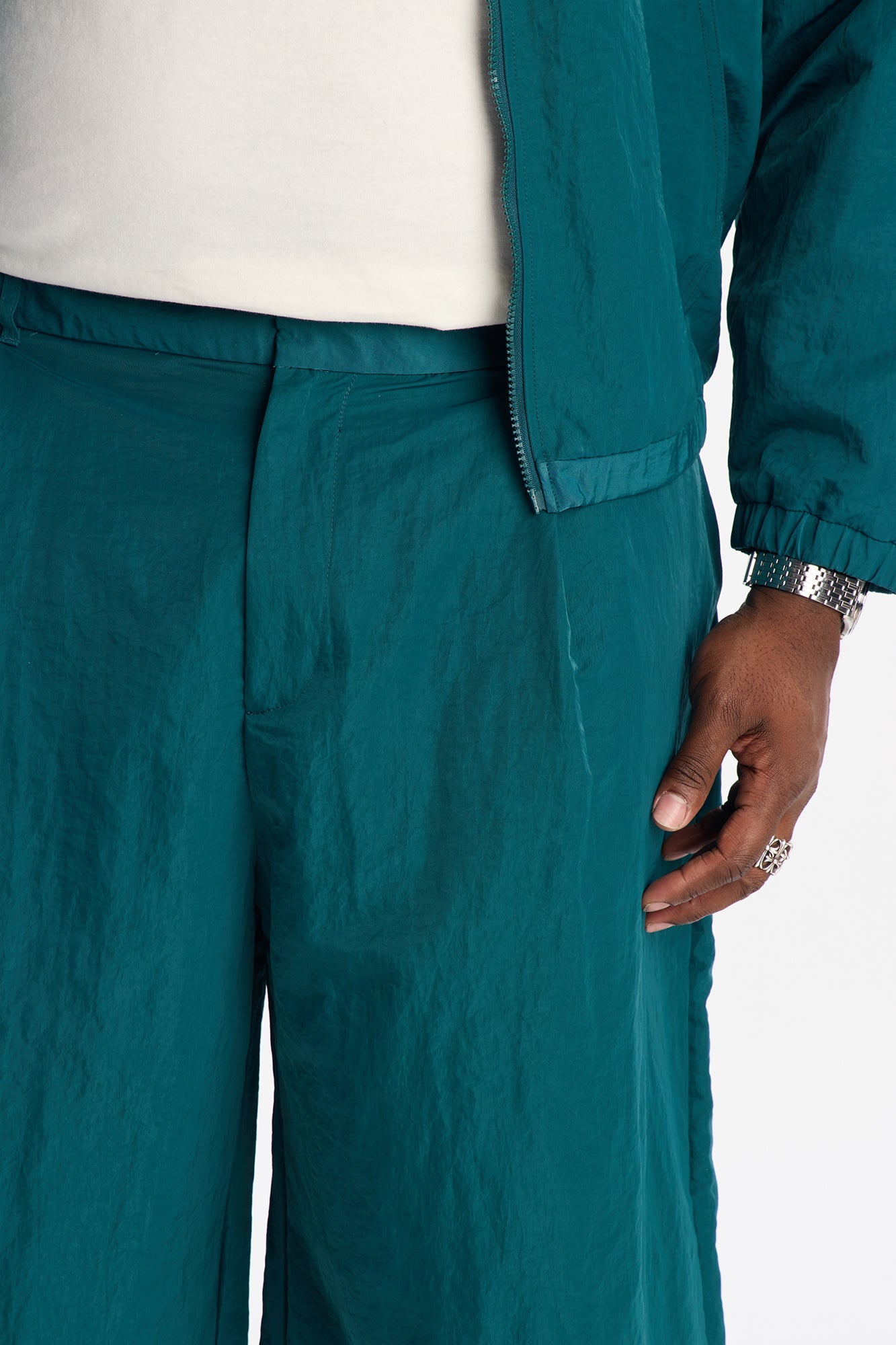 Baggy Pleated Tech Short - Teal