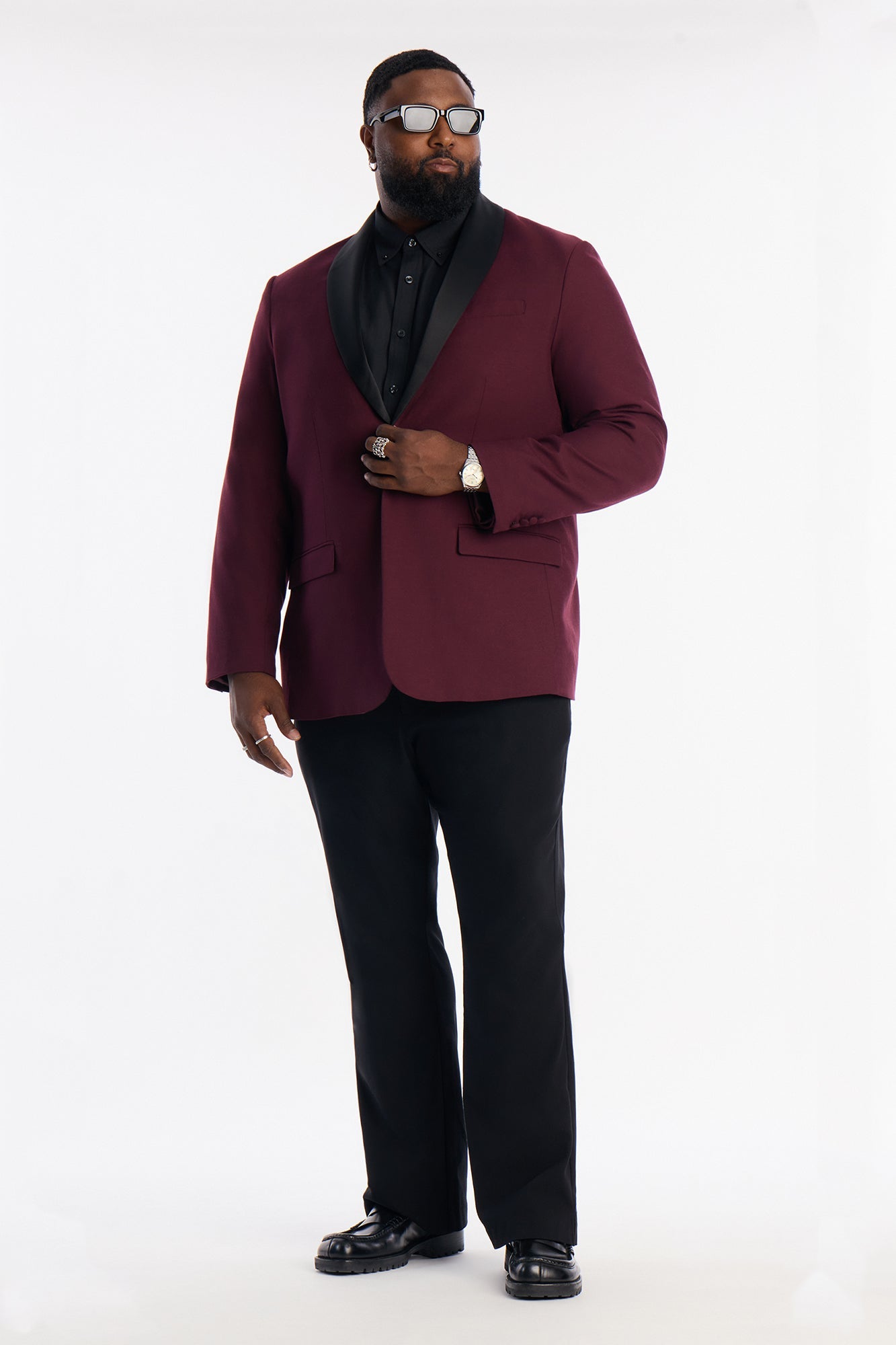 Belcourt Shawl Collar Blazer - Burgundy