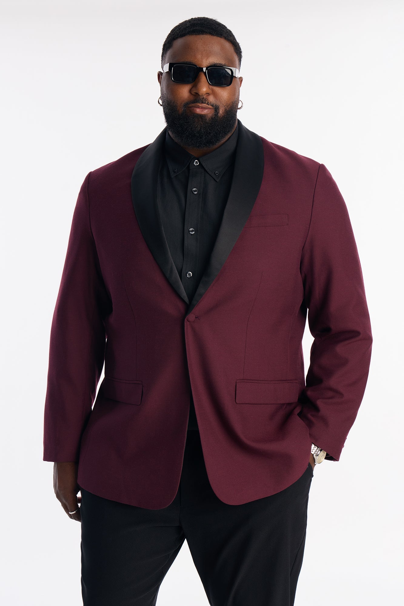 Belcourt Shawl Collar Blazer - Burgundy
