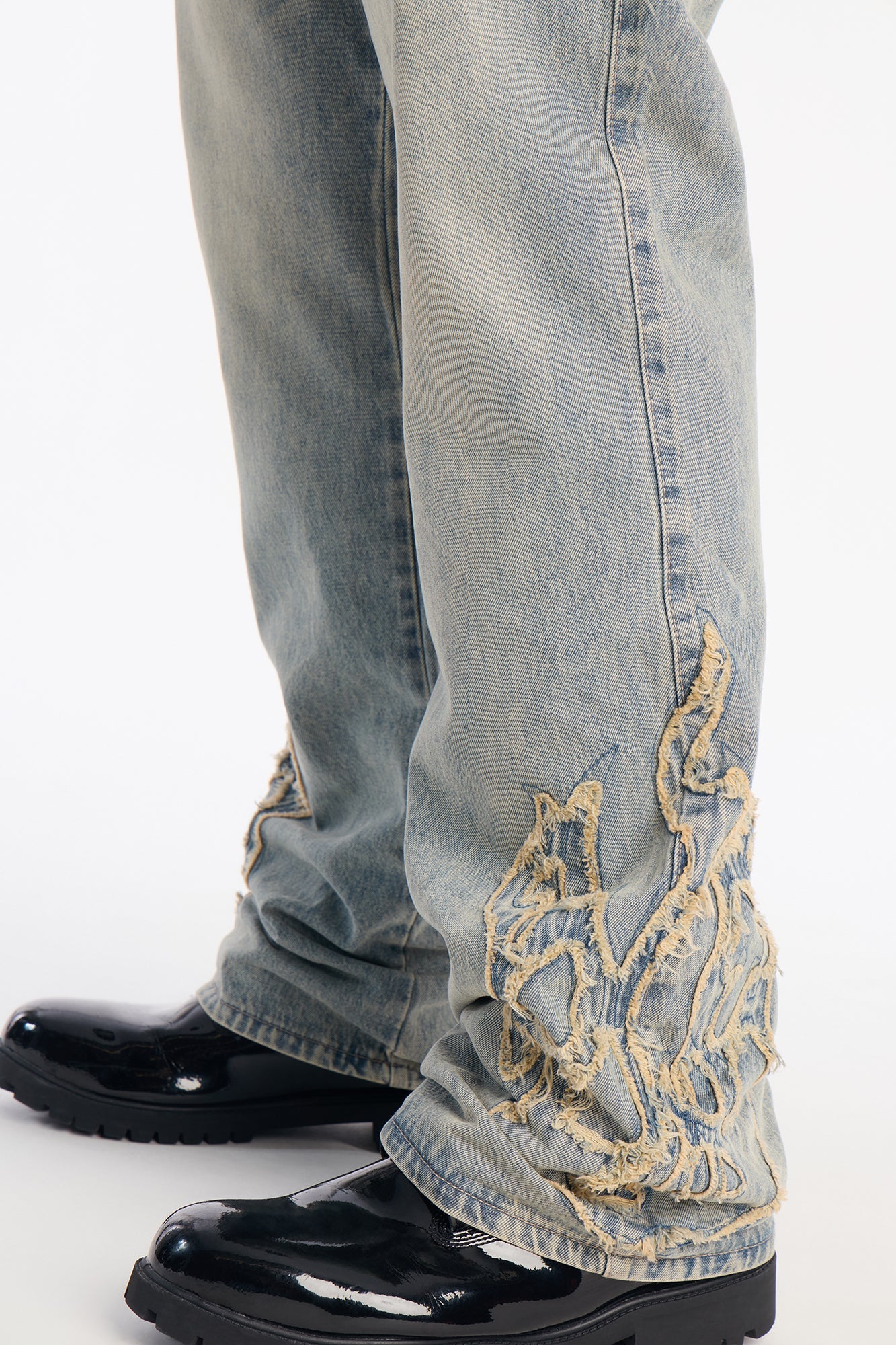 Stacked Slim Flare Heat Fray Jean - Light Wash