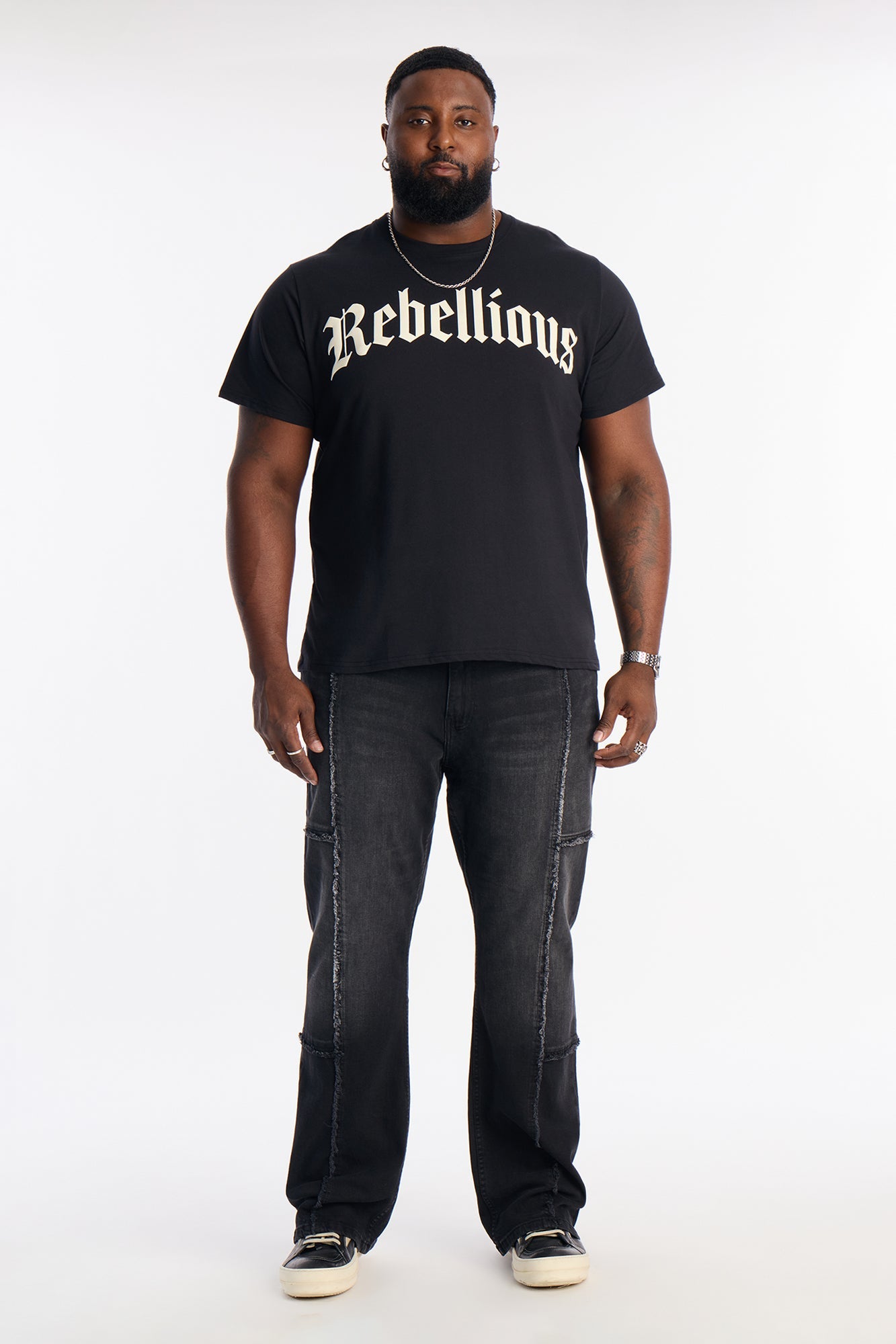Stacked Skinny Flare Frayed Along Panel Jean - Black Wash