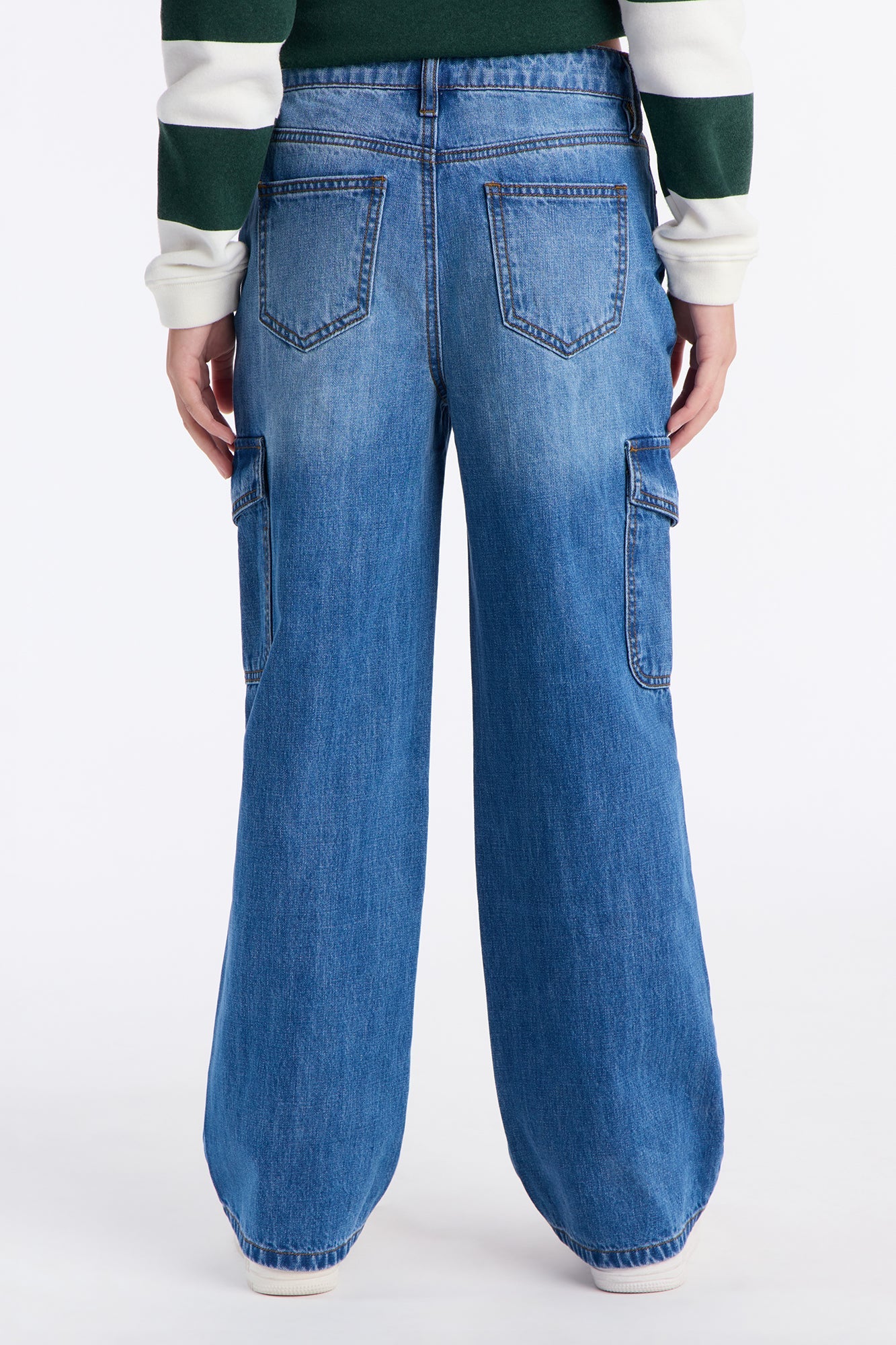 Mini End Of Day Cargo Jeans - Medium Blue Wash